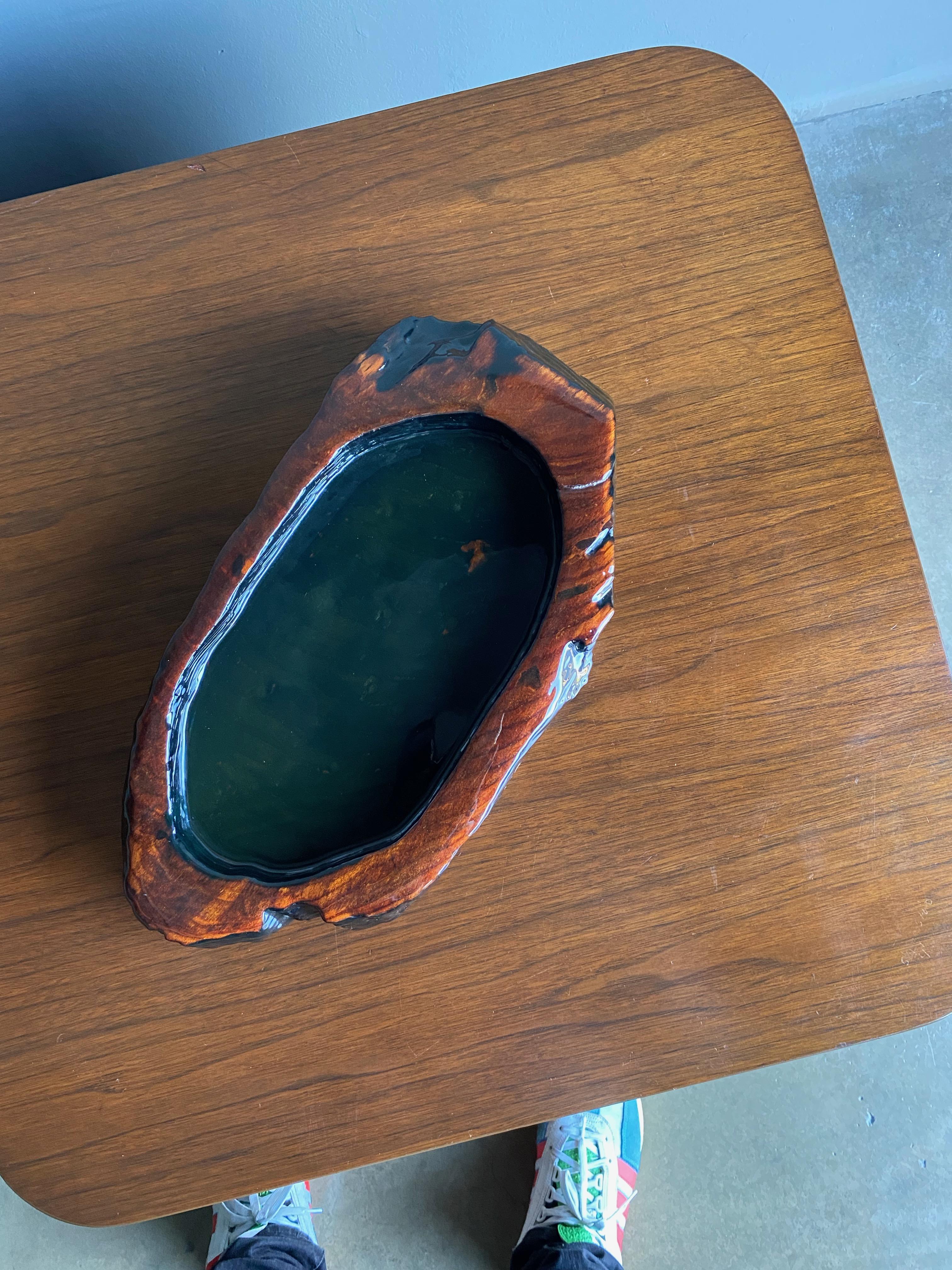 Carved Live Edge Redwood Bowl/Catchall For Sale