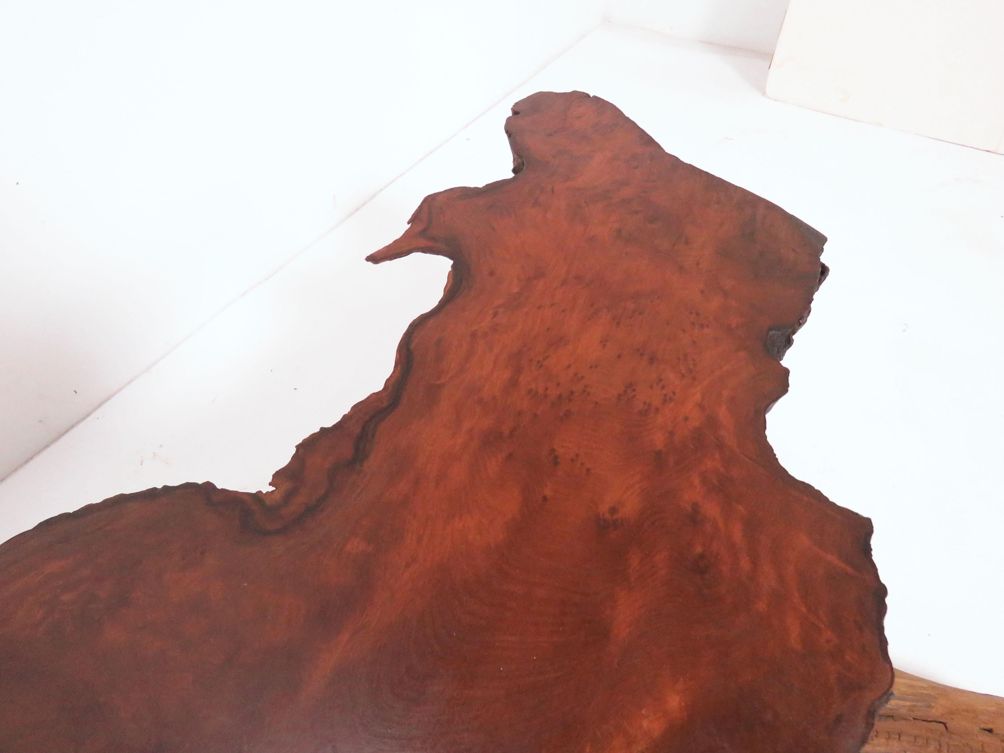 Live Edge Redwood Burl and Driftwood Coffee Table in Manner of Daryl Stokes In Good Condition In Peabody, MA
