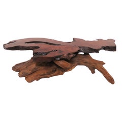 Vintage Live Edge Redwood Burl and Driftwood Coffee Table in Manner of Daryl Stokes