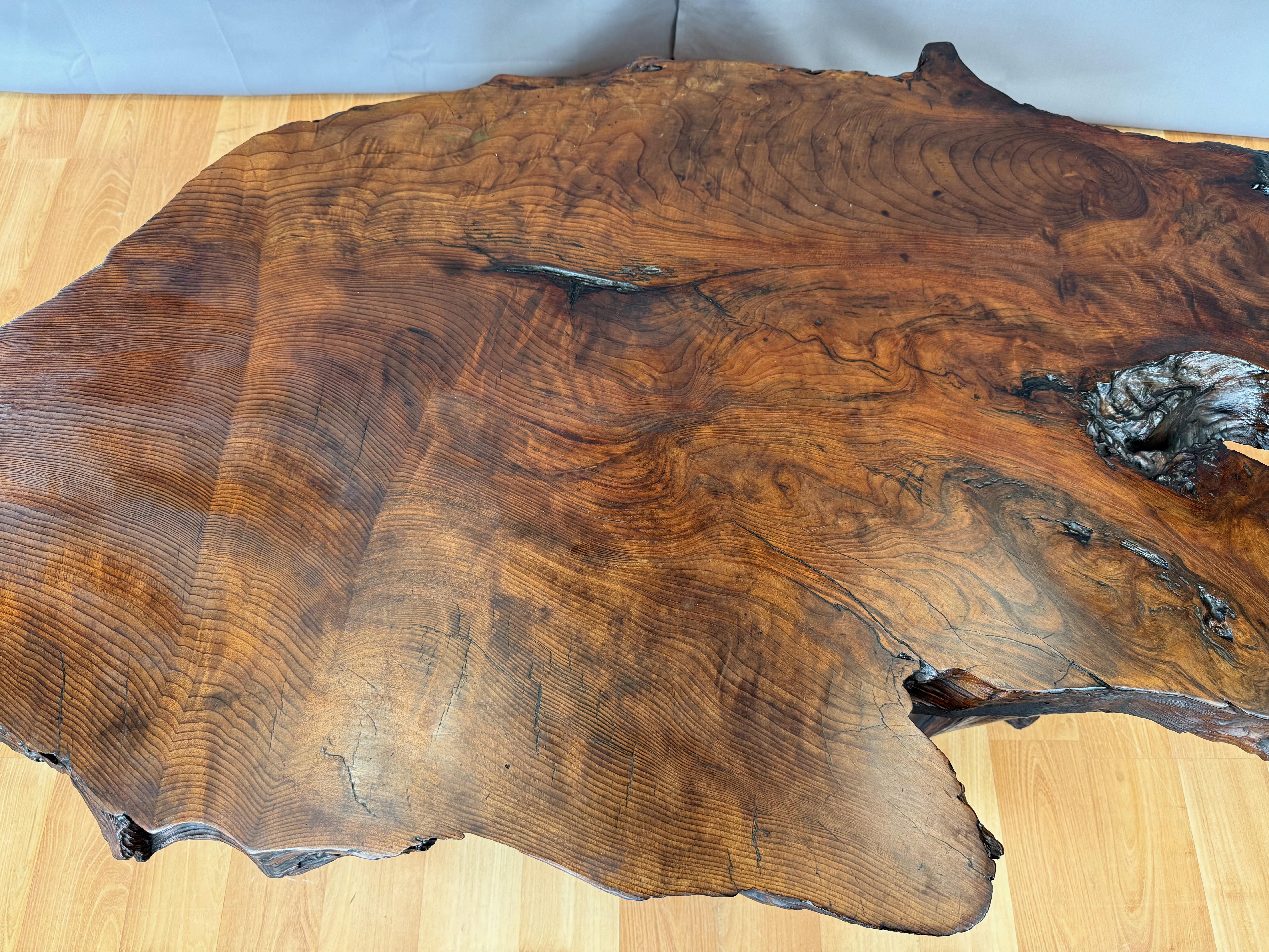 Vintage Live Edge Redwood Burl Slab and Root Coffee Table, c. 1970 3