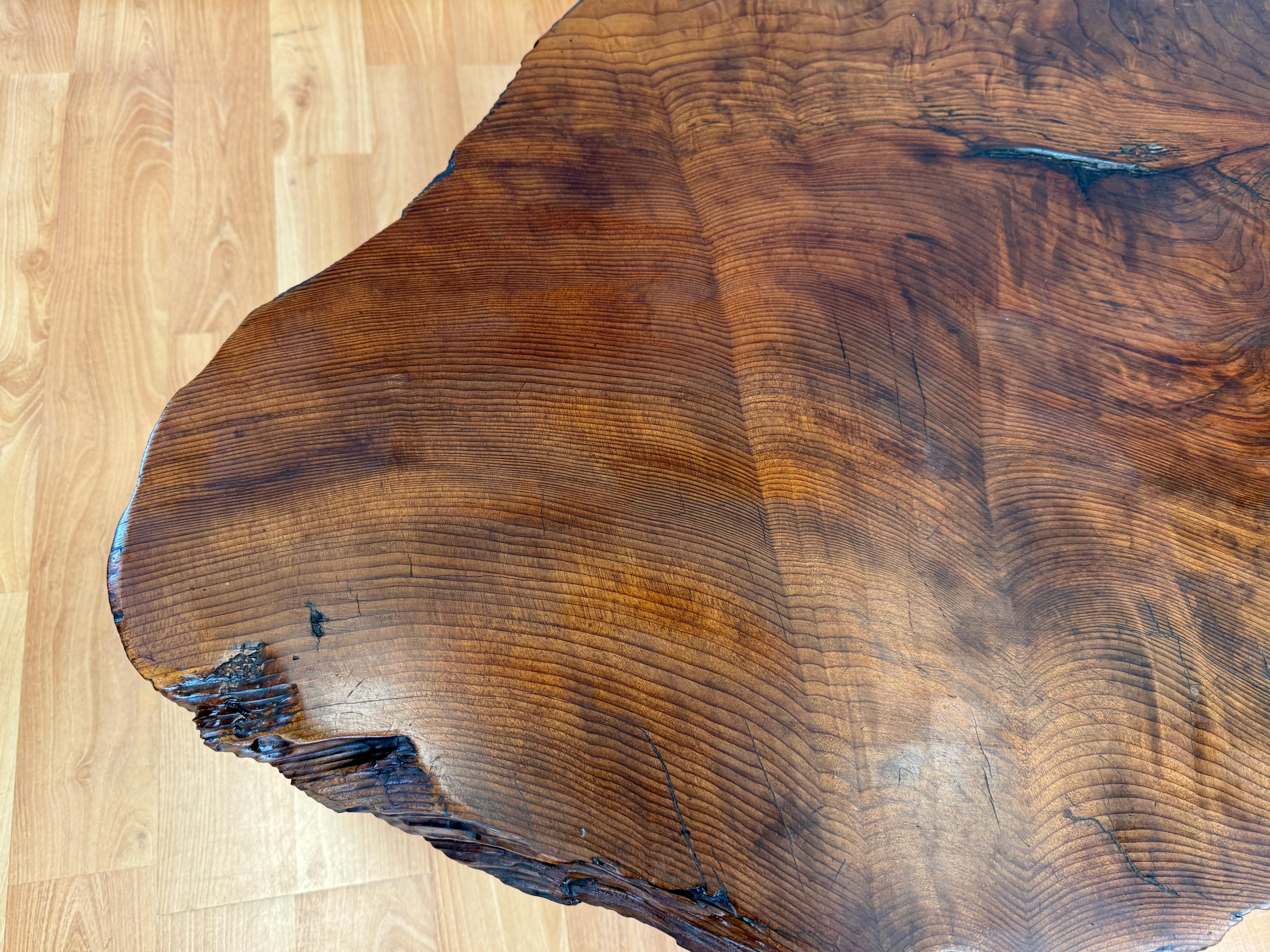 Vintage Live Edge Redwood Burl Slab and Root Coffee Table, c. 1970 4