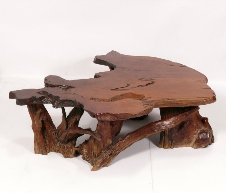 Live Edge Redwood Coffee Table For Sale at 1stDibs