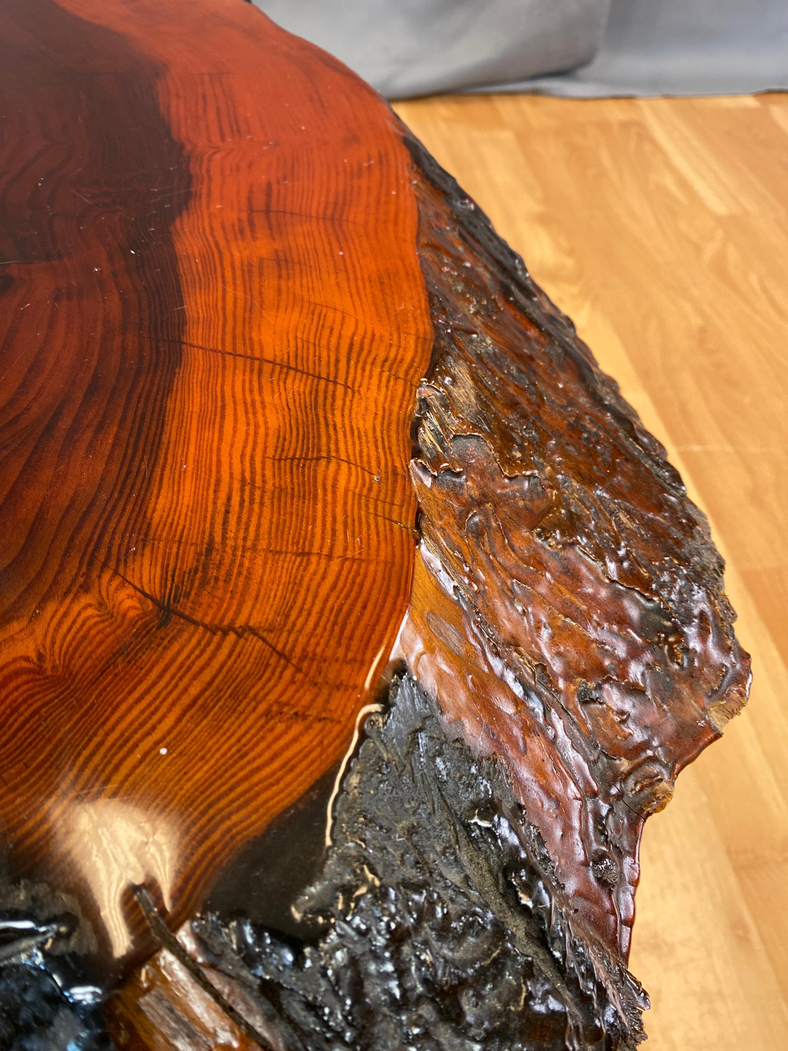 Live Edge Redwood Slab Coffee Table, 1970s 5