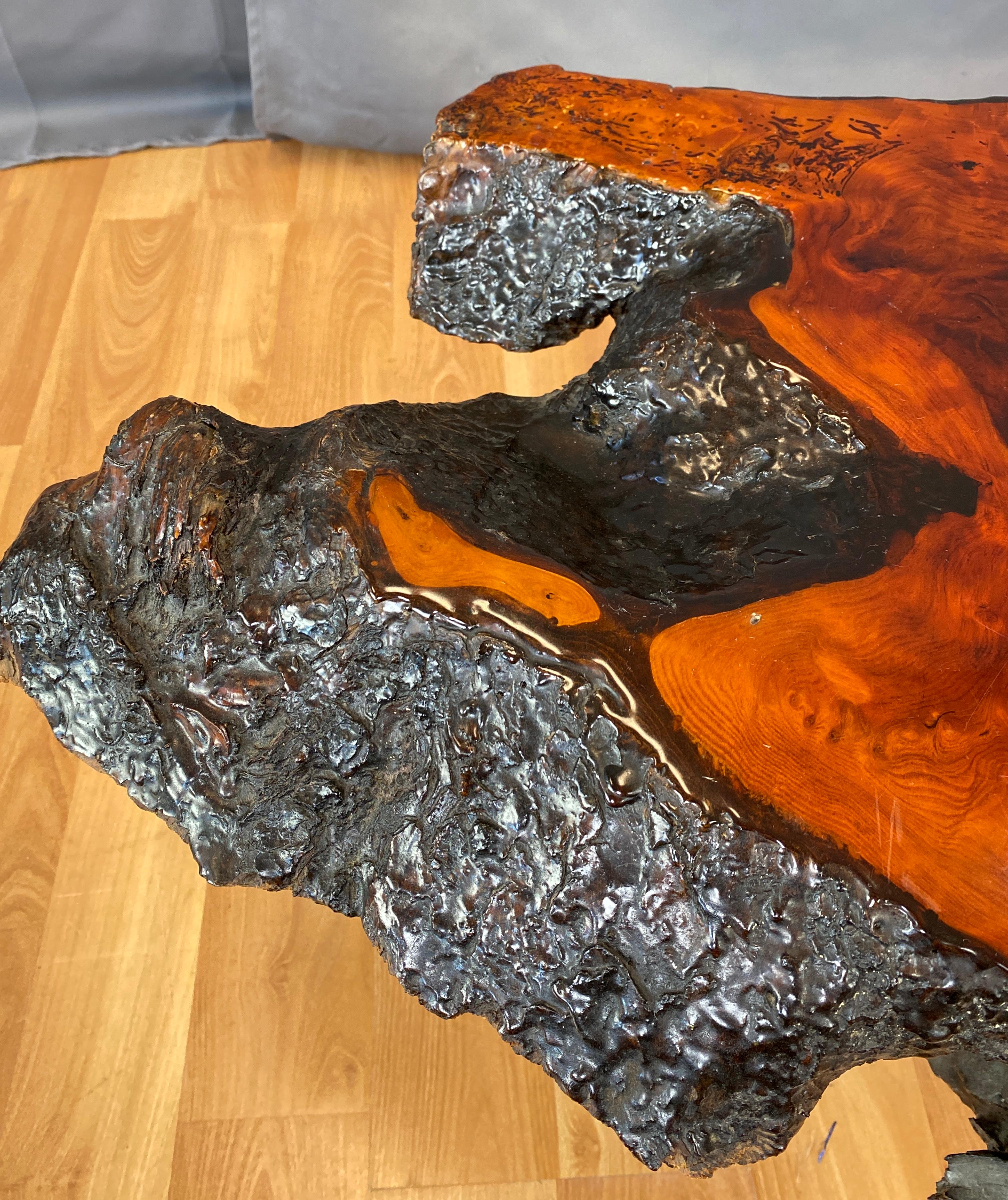 Live Edge Redwood Slab Coffee Table, 1970s 6