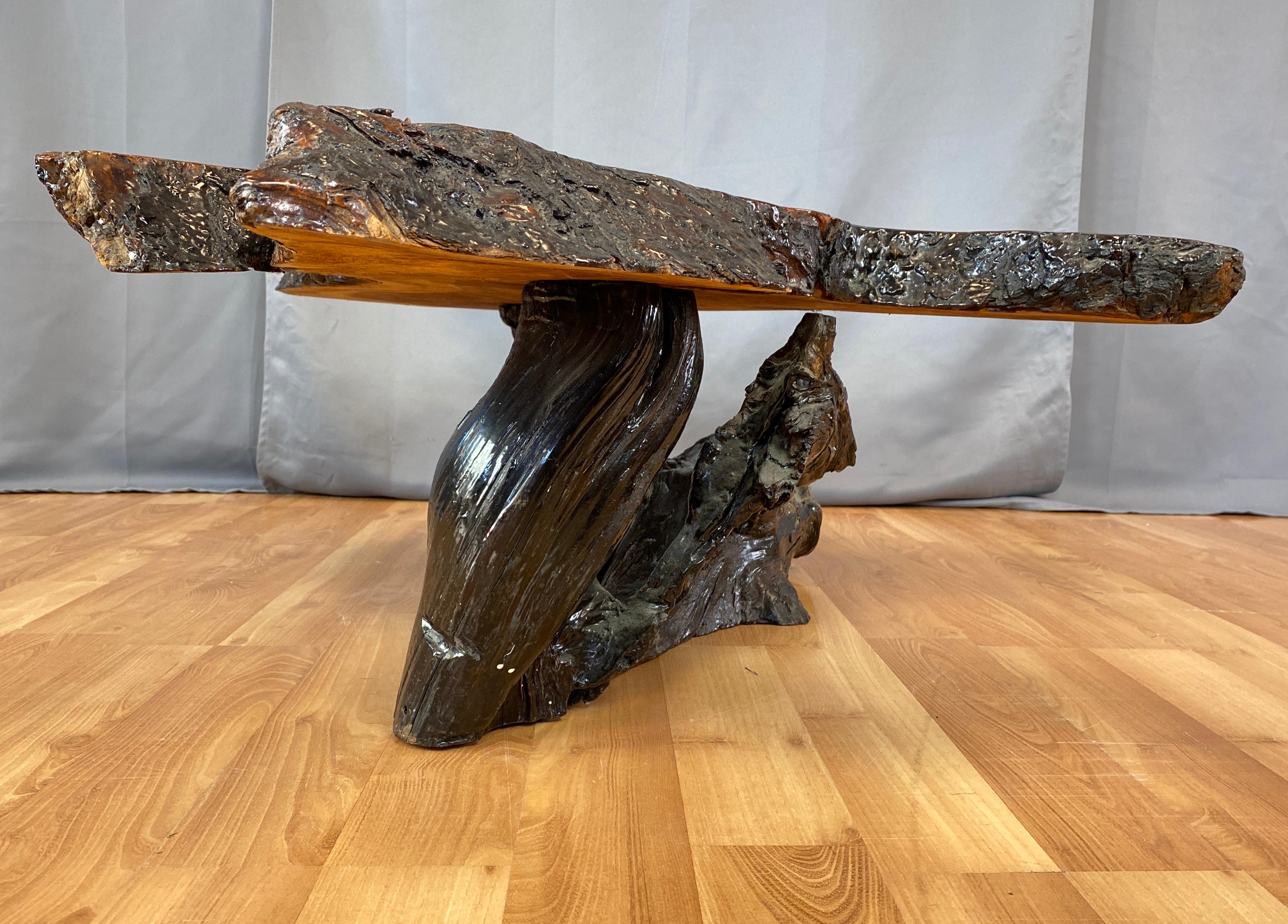 Late 20th Century Live Edge Redwood Slab Coffee Table, 1970s