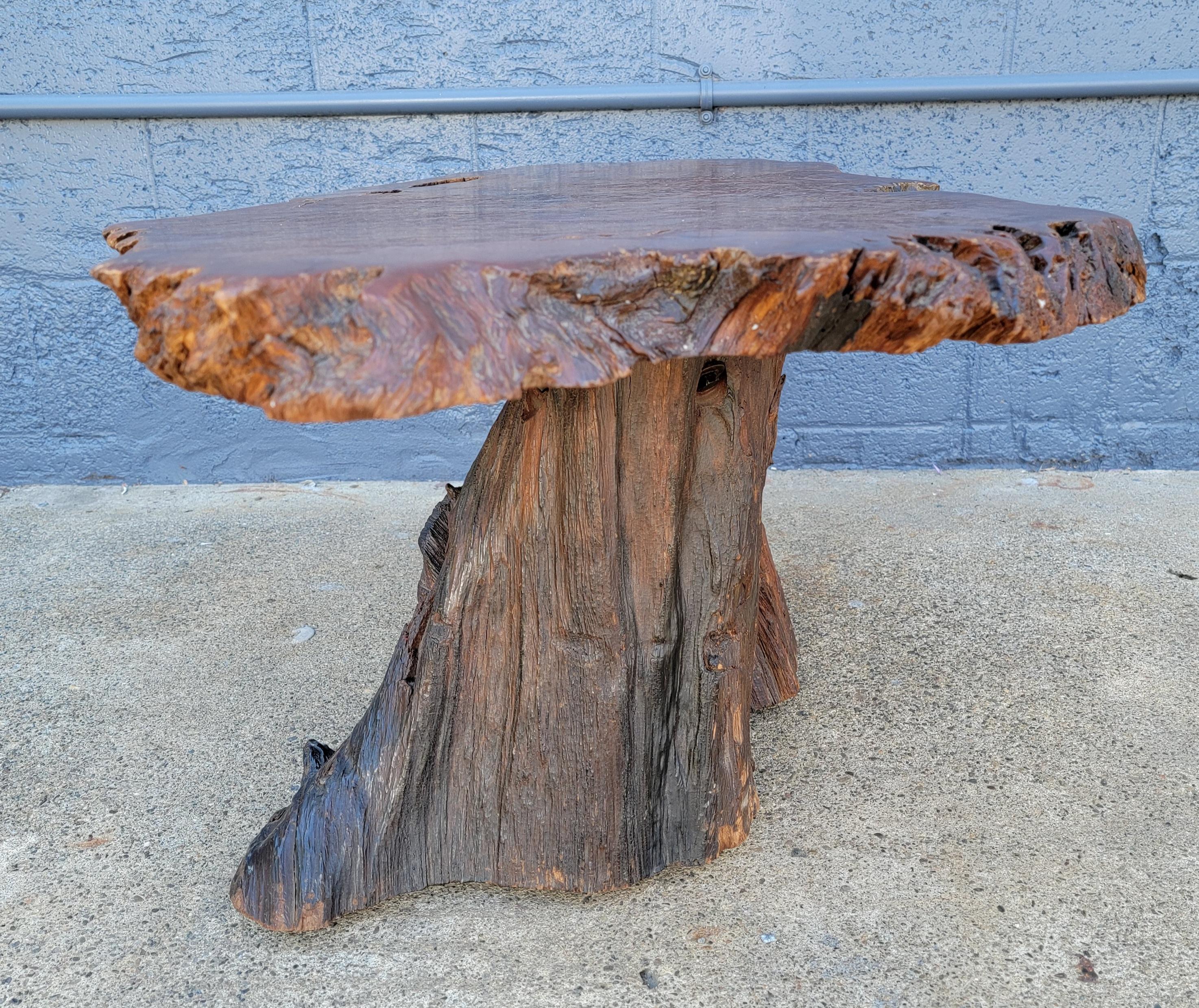 redwood slab coffee table