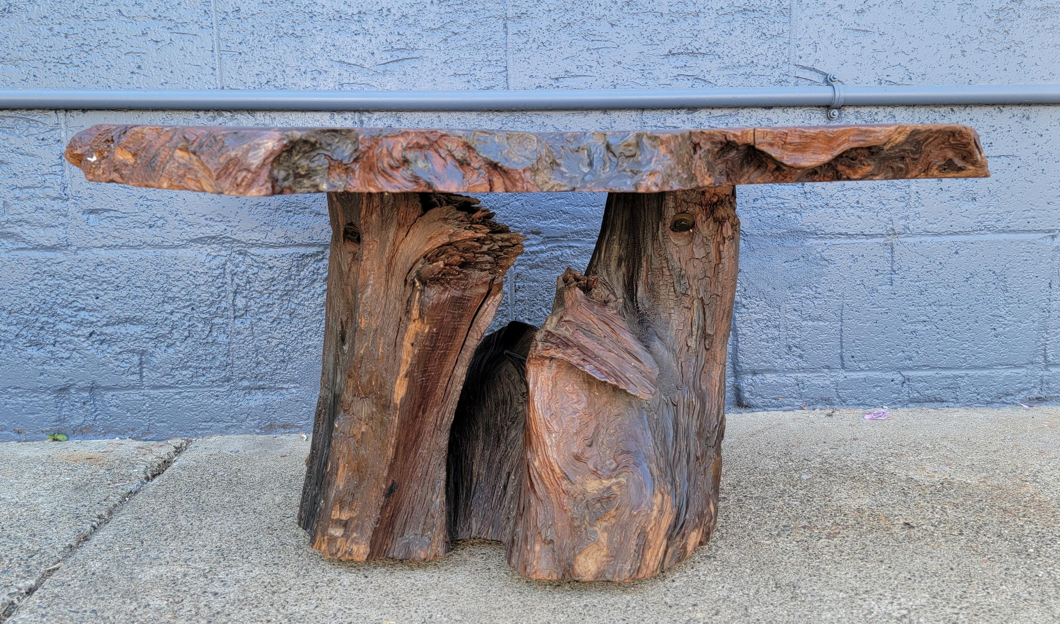 Organic Modern Live Edge Redwood Slab Side / Coffee Table