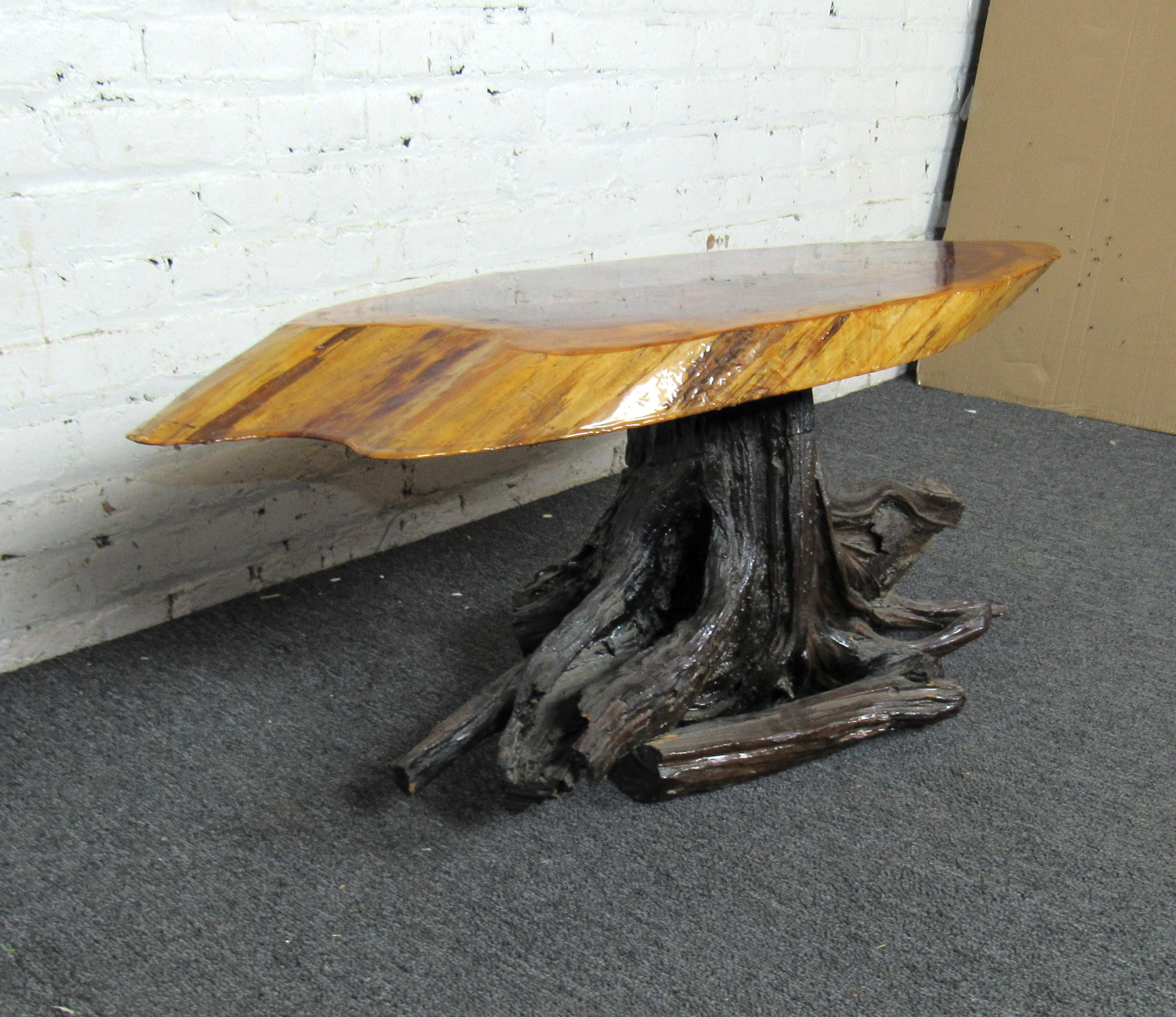 Mid-Century Modern Live Edge Side Table For Sale