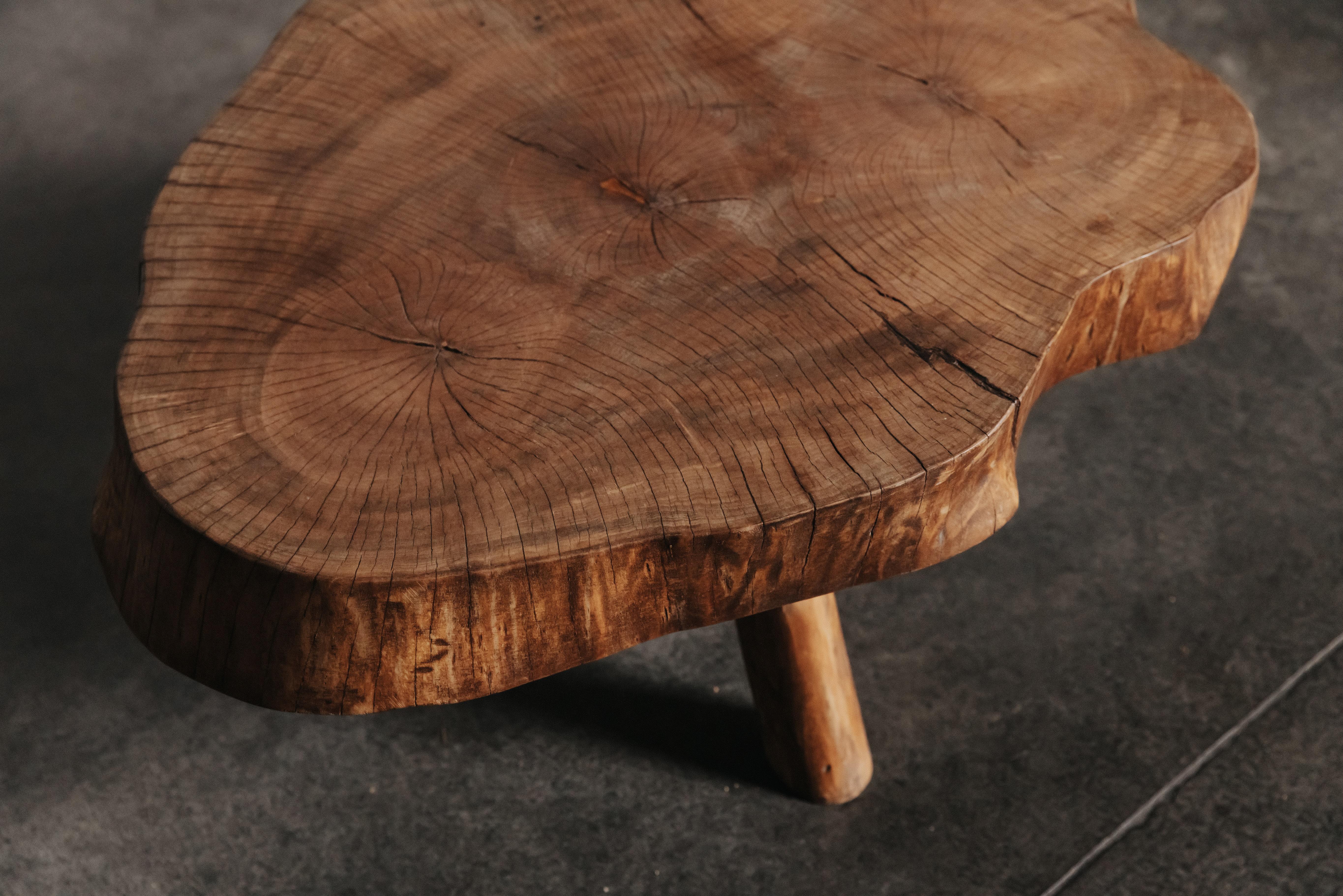 European Live Edge Side Table From France, Circa 1960