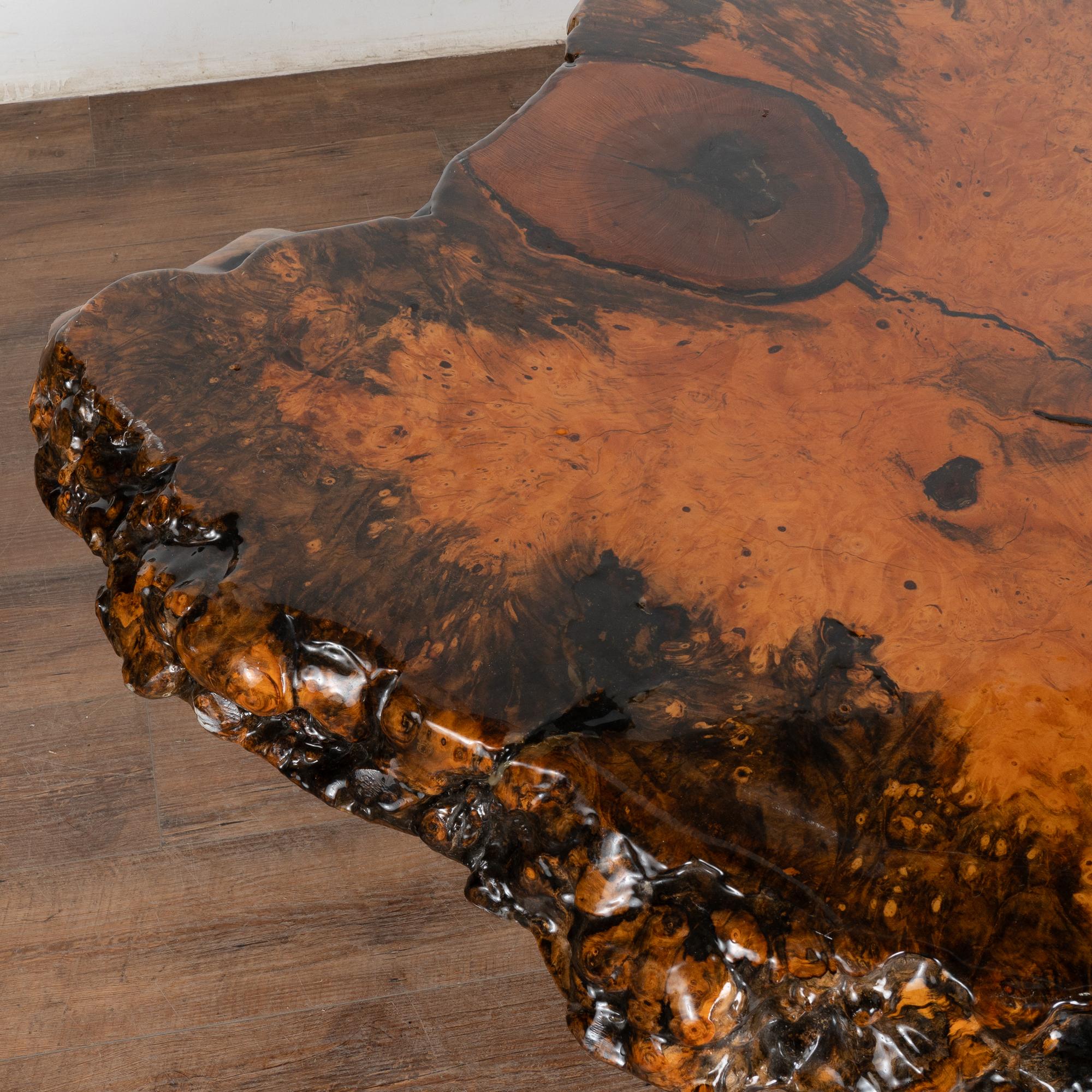 Epoxy Resin Live Edge Single Slab Coffee Table, circa 1980