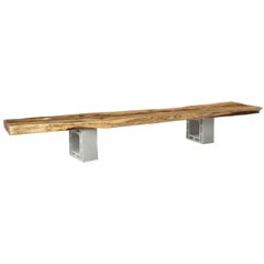 Vintage Live Edge Slab Bench from USA, 1980s