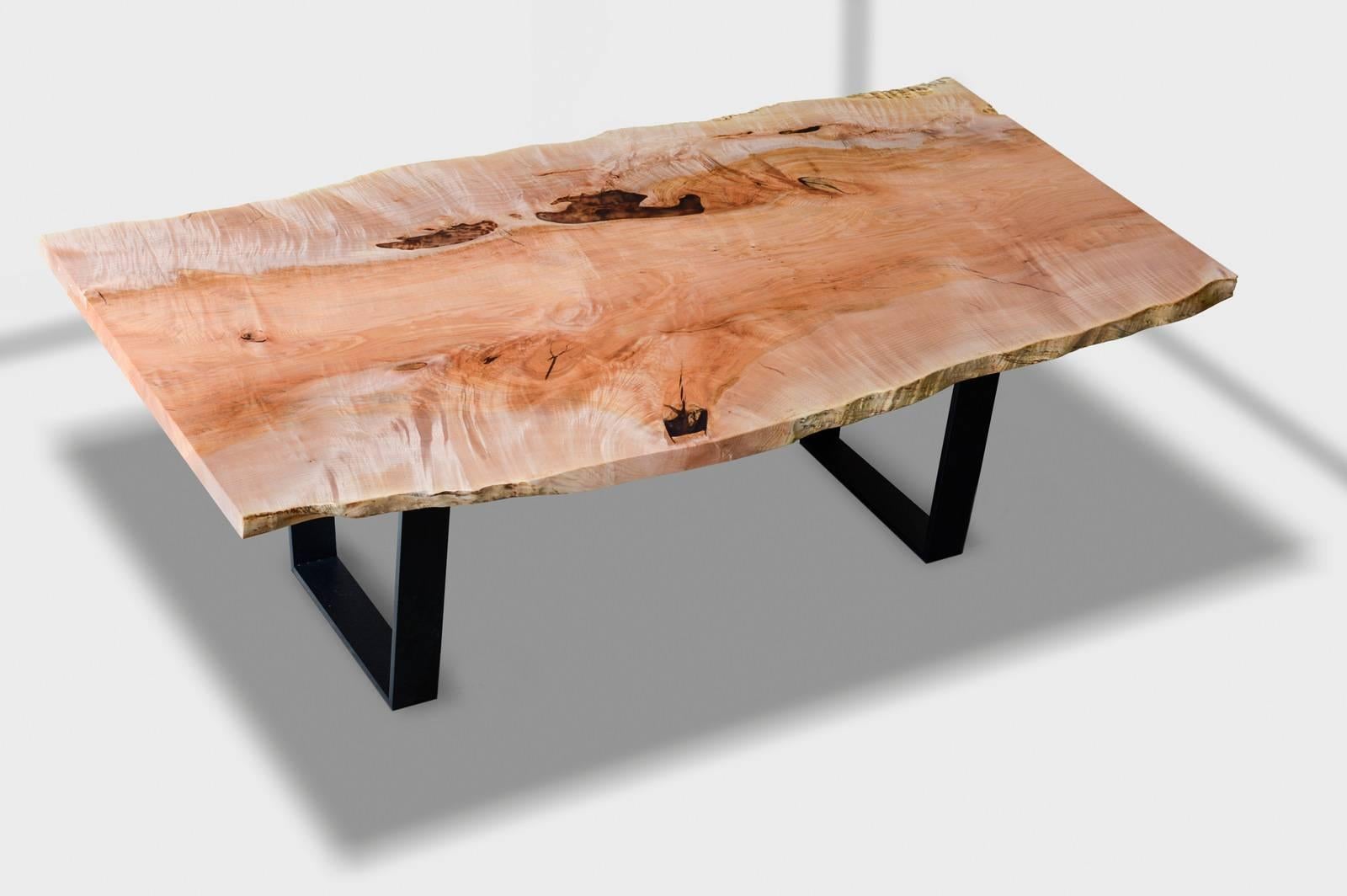 Live Edge Slab Dining Table with Steel Base For Sale 1