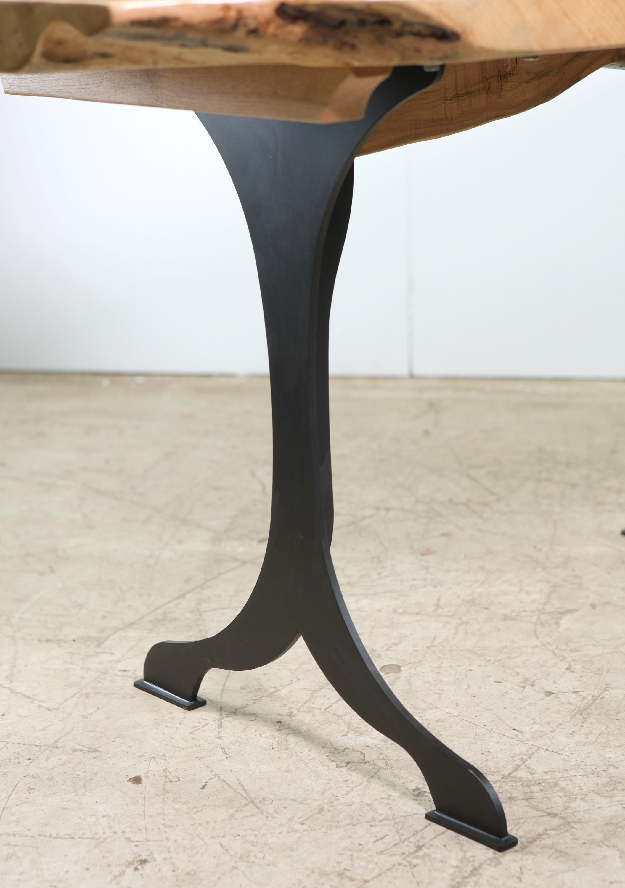 Steel Solid Live Edge Slab Maple Table Wishbone Legs