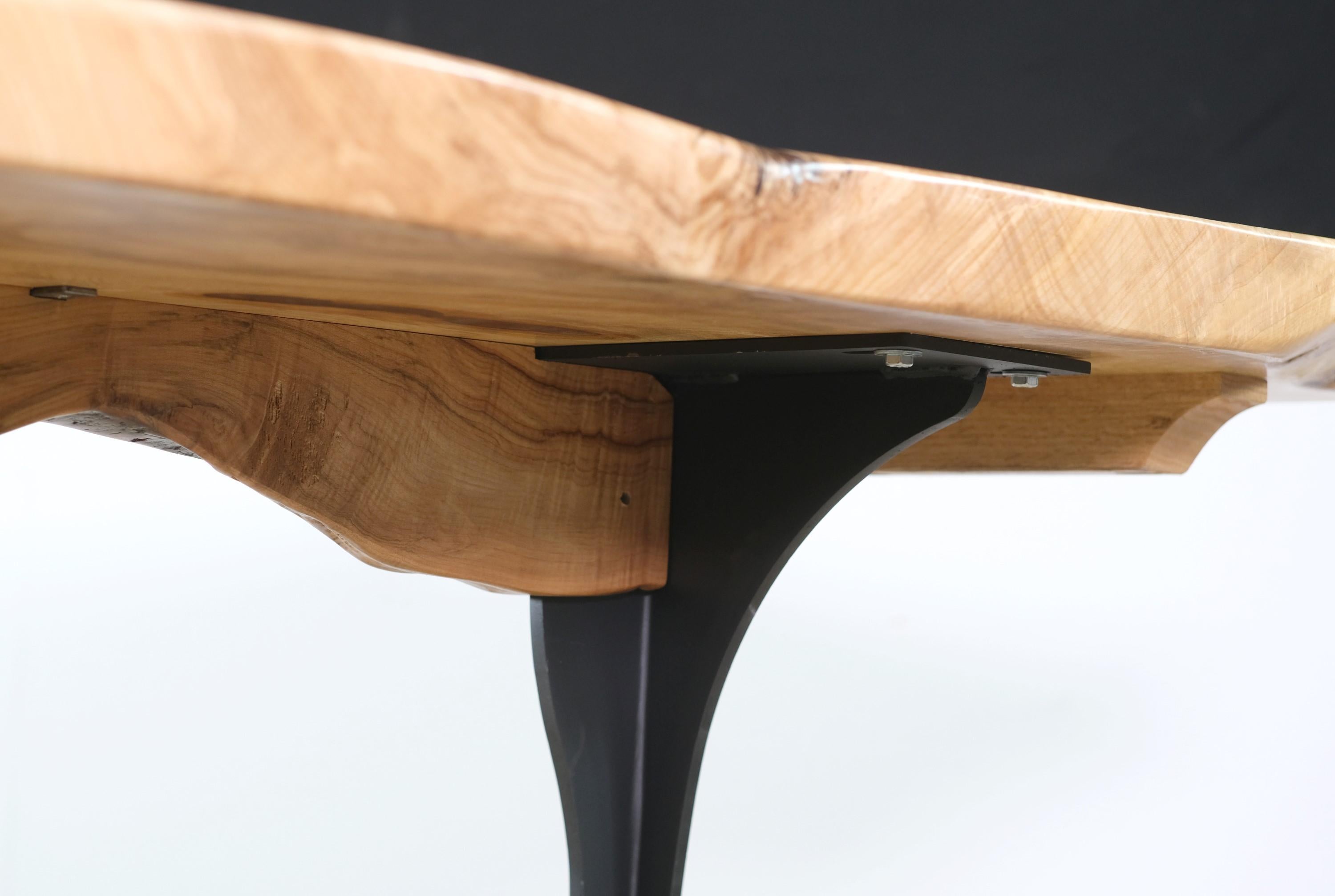 Solid Live Edge Slab Maple Table Wishbone Legs 4
