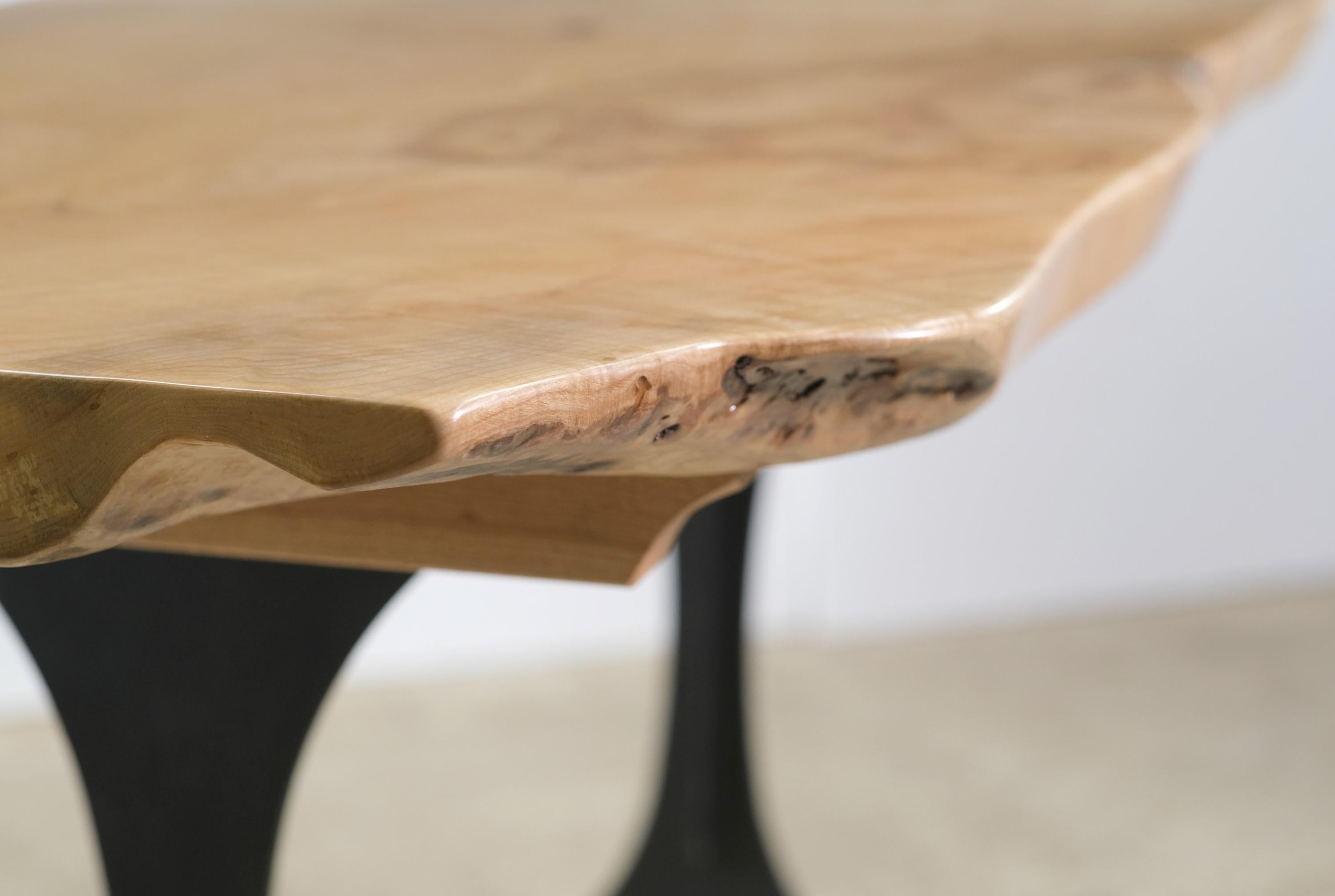 Modern Solid Live Edge Slab Maple Table Wishbone Legs