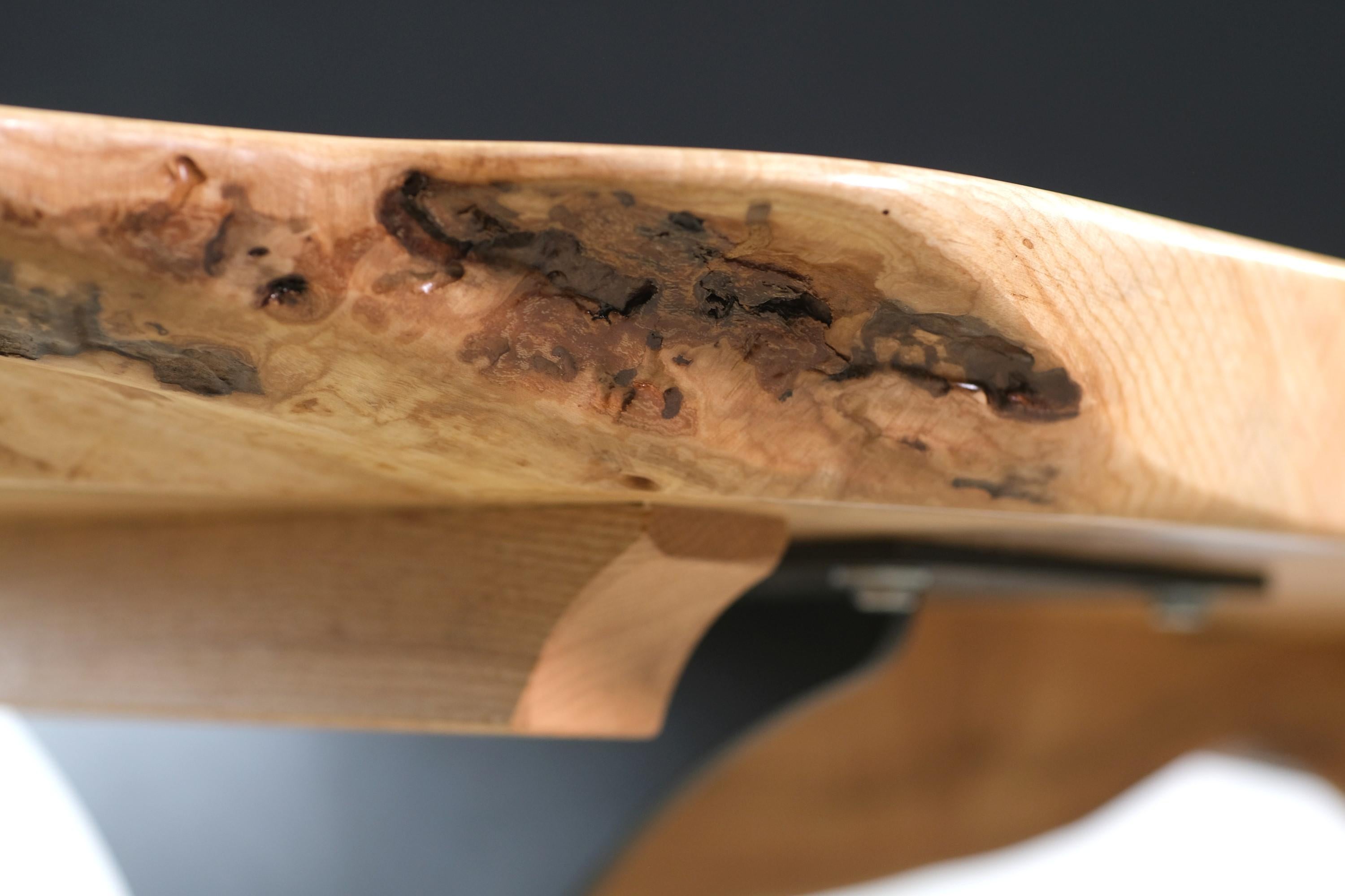 American Solid Live Edge Slab Maple Table Wishbone Legs