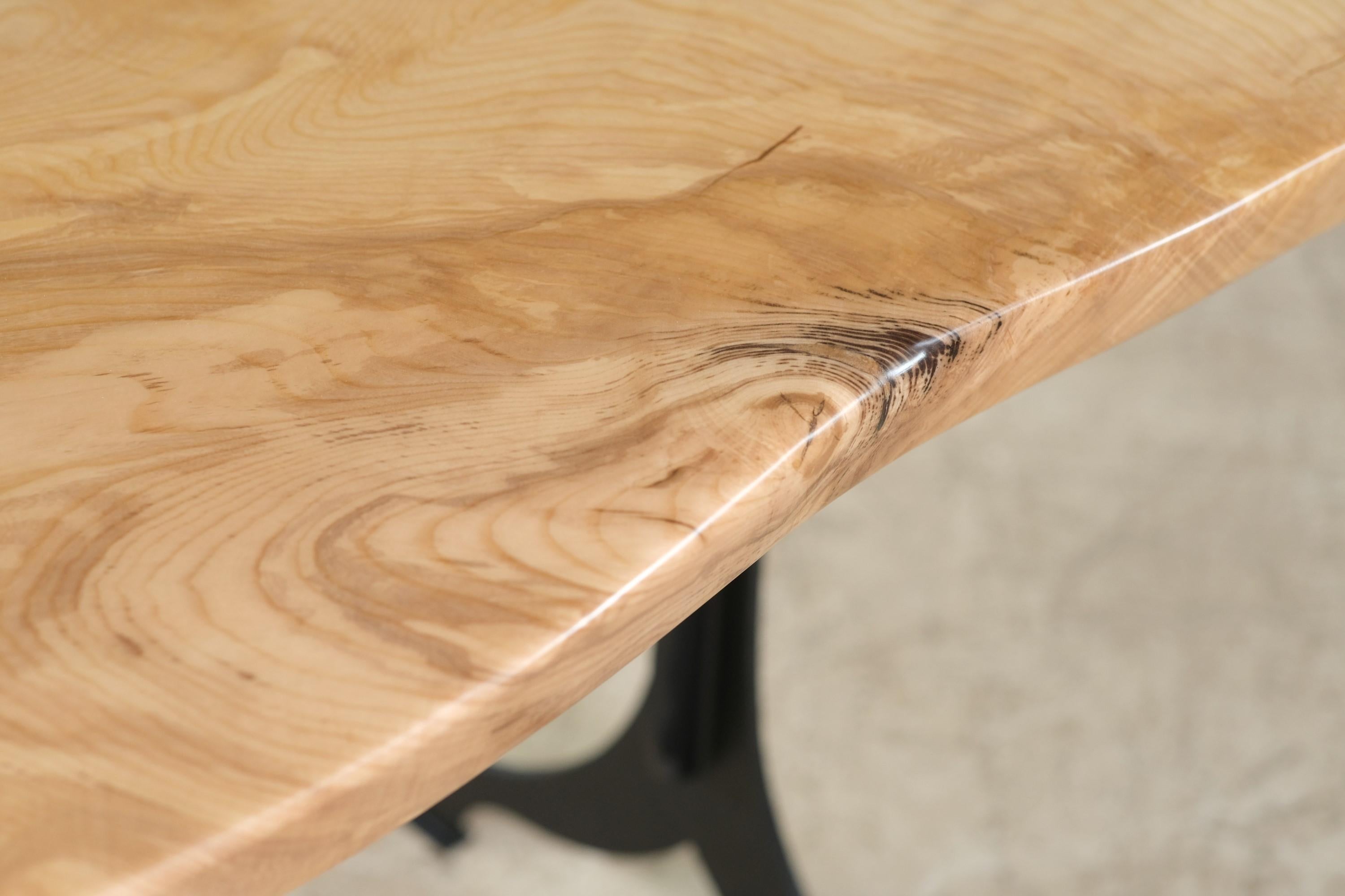 Solid Live Edge Slab Maple Table Wishbone Legs In New Condition In New York, NY