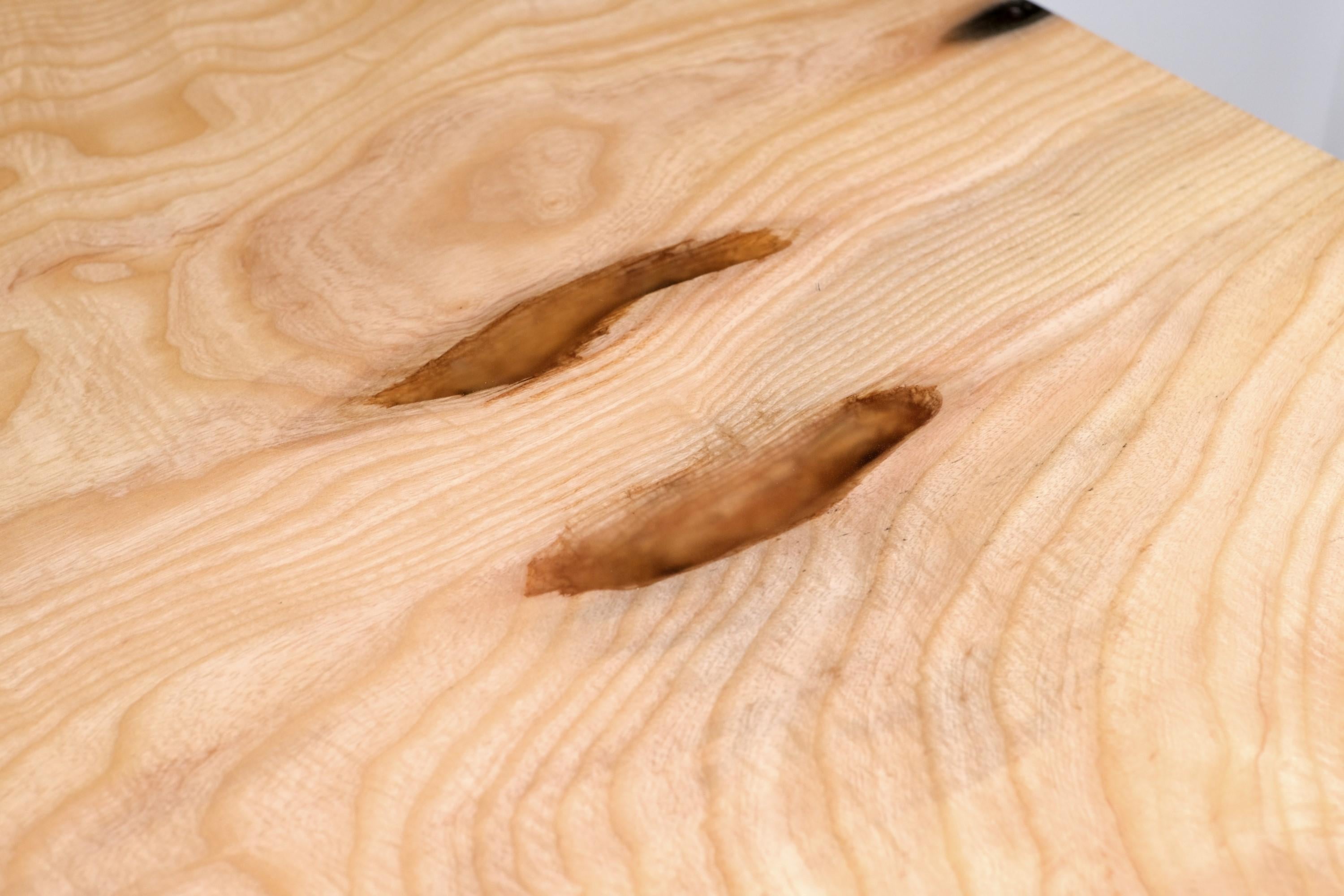 Contemporary Solid Live Edge Slab Maple Table Wishbone Legs