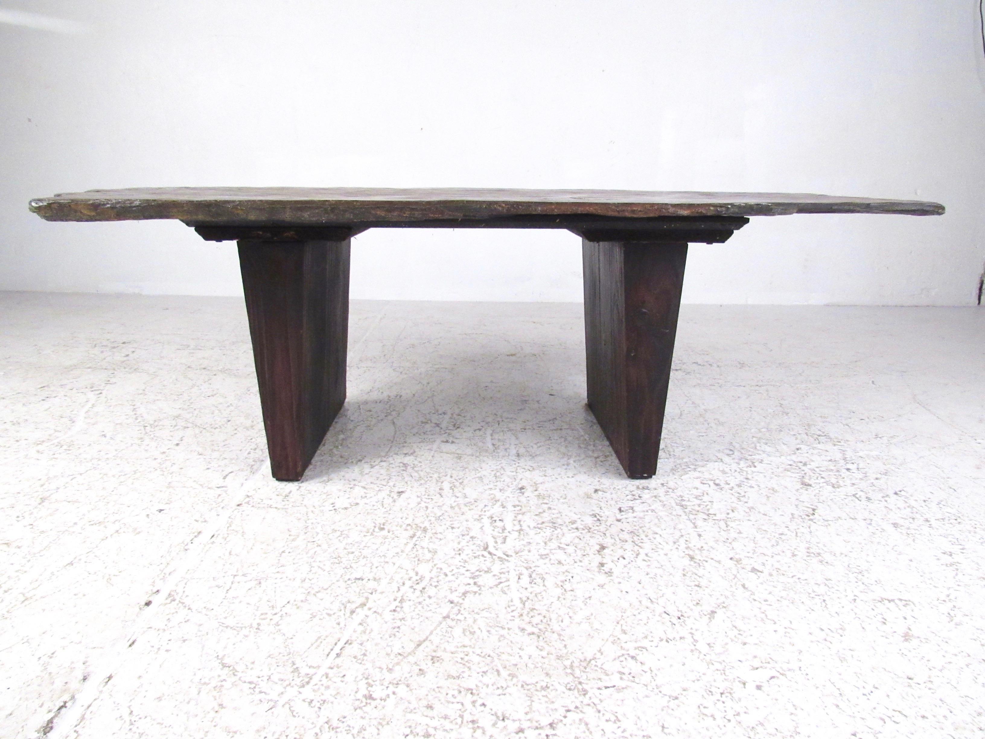 raw edge stone coffee table