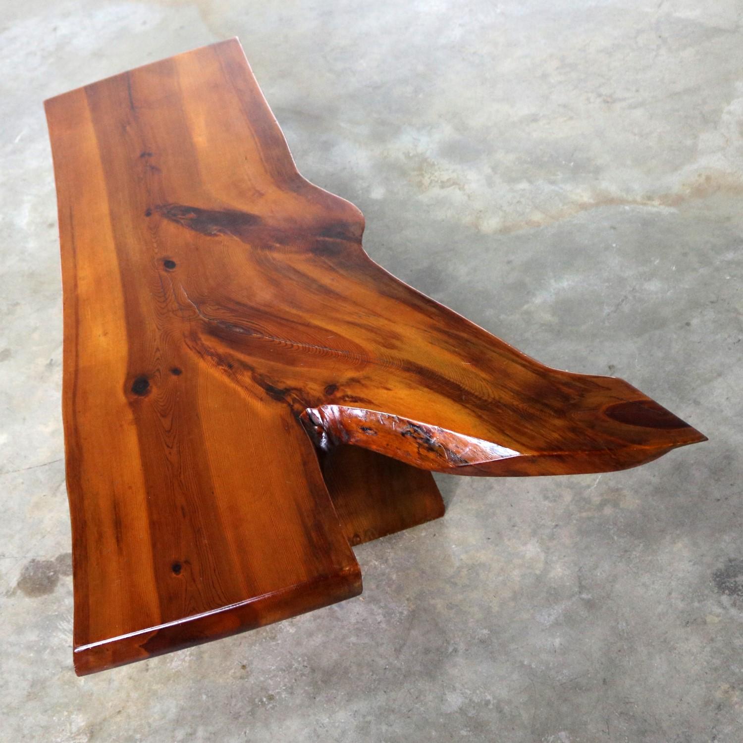 Live Edge Solid Slab Coffee Table or Bench in the Style of George Nakashima For Sale 1