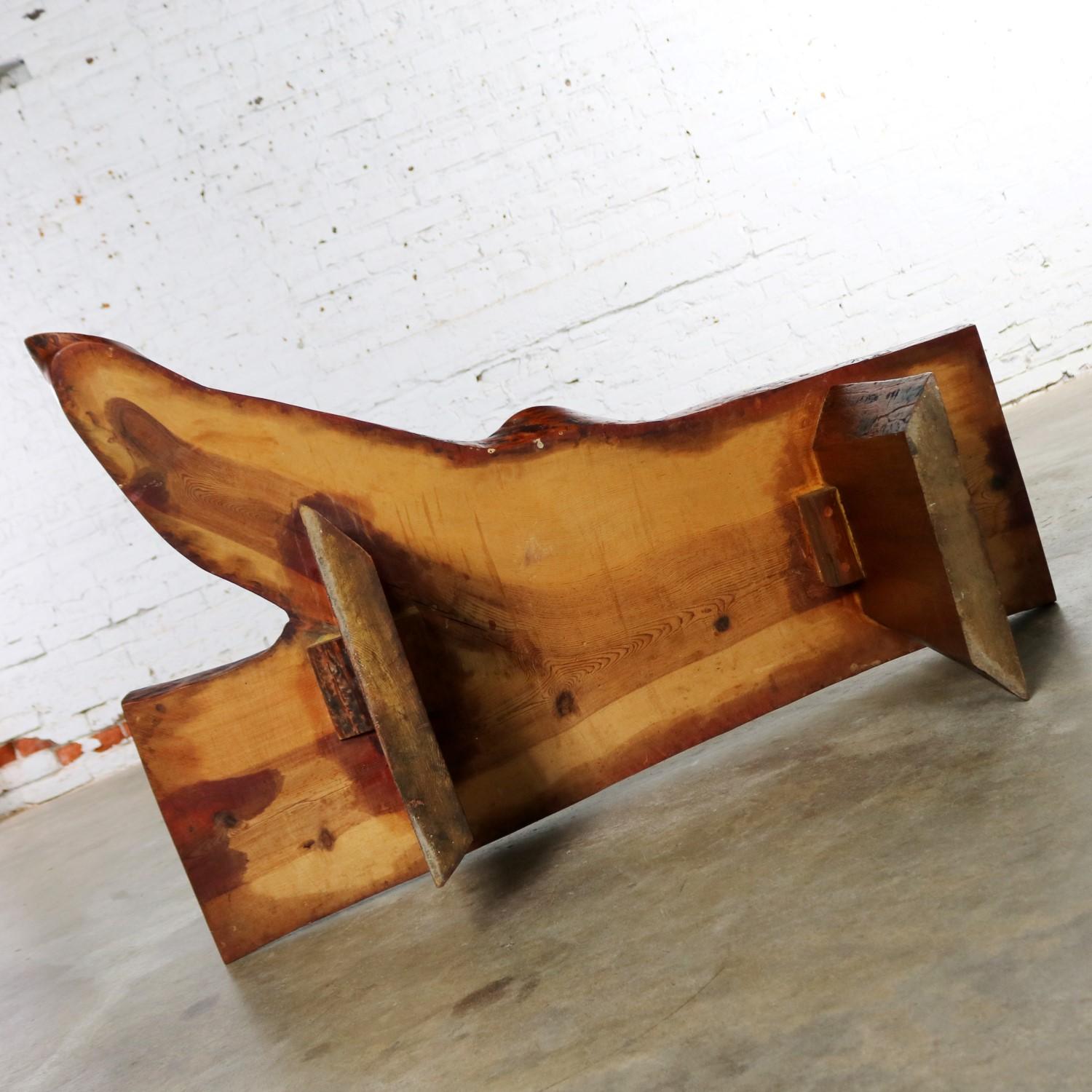 Live Edge Solid Slab Coffee Table or Bench in the Style of George Nakashima For Sale 2