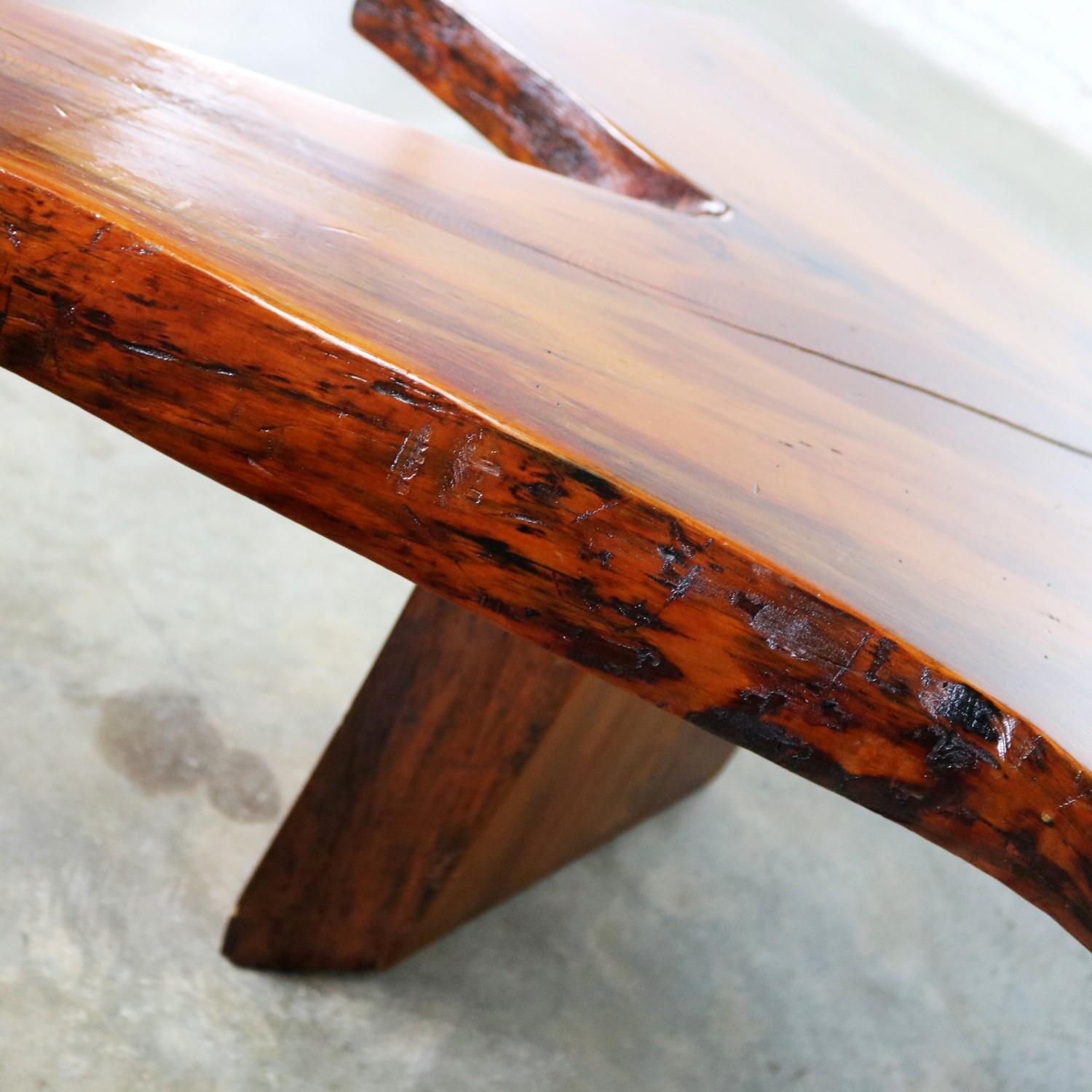 20th Century Live Edge Solid Slab Coffee Table or Bench in the Style of George Nakashima For Sale