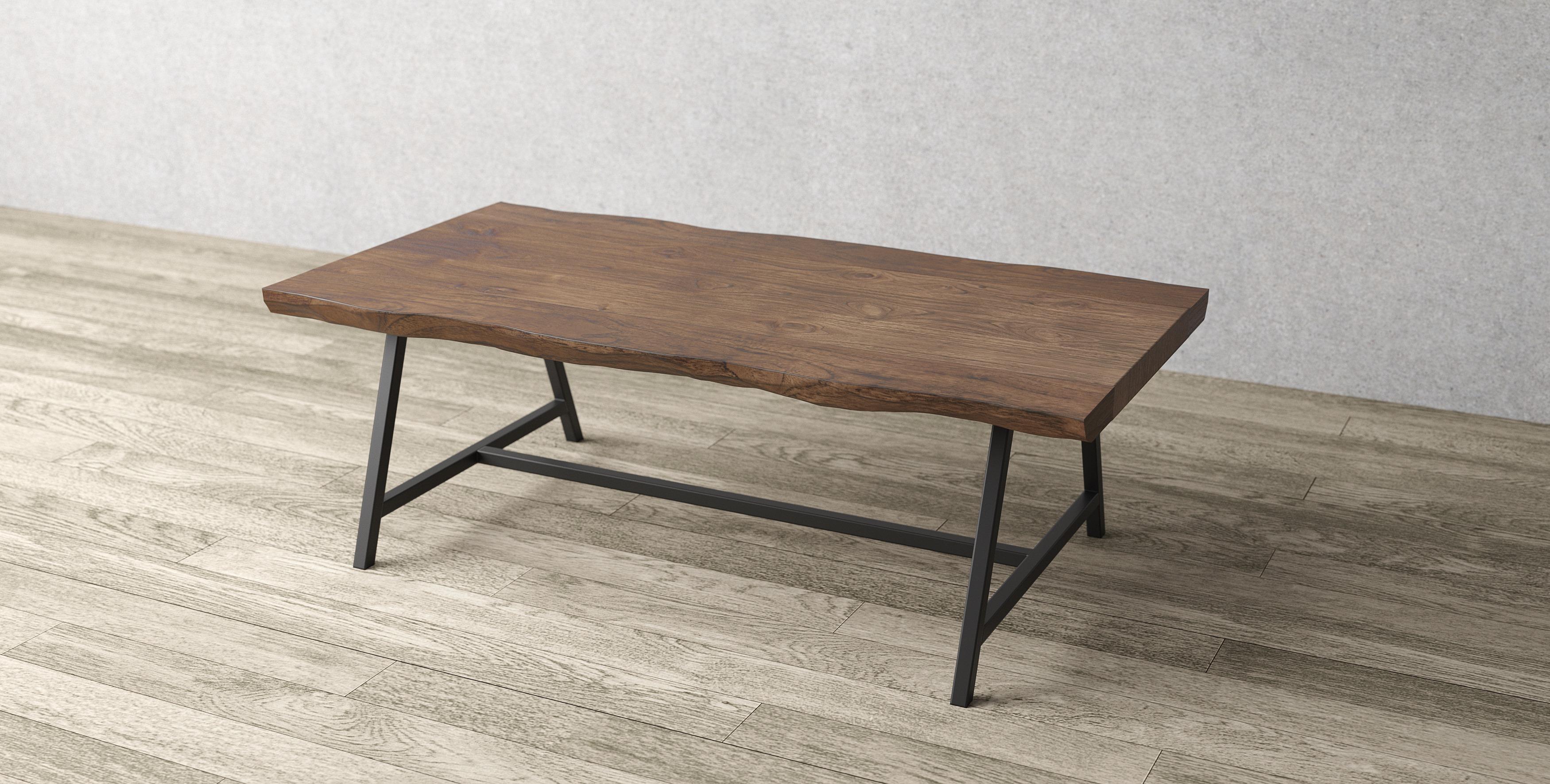 Table basse en teck massif Live Edge avec pieds en métal Neuf - En vente à Buffalo, WY