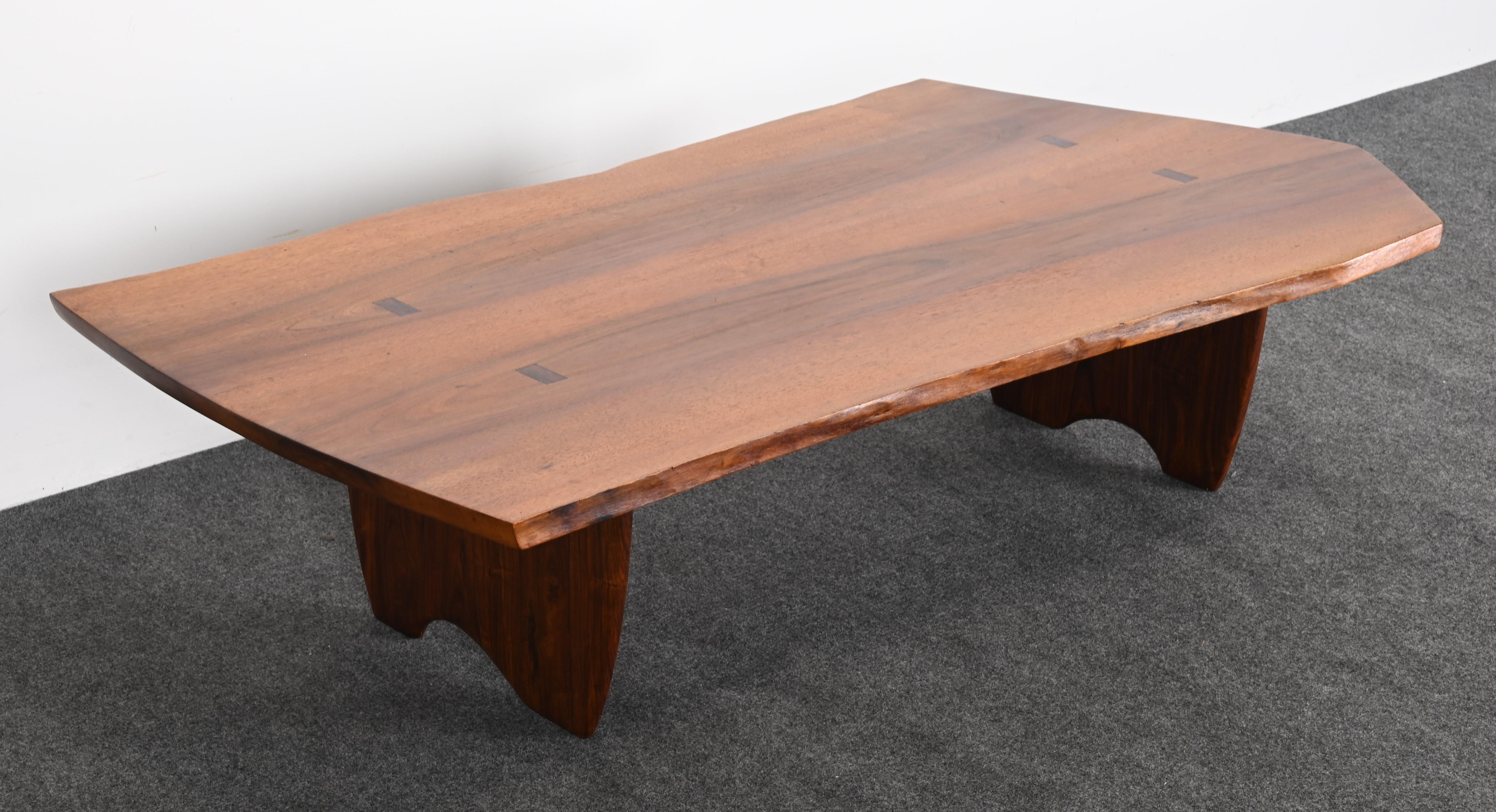 Live Edge Solid Walnut and Rosewood Coffee Table by Richard Rothbard, 1968 For Sale 4