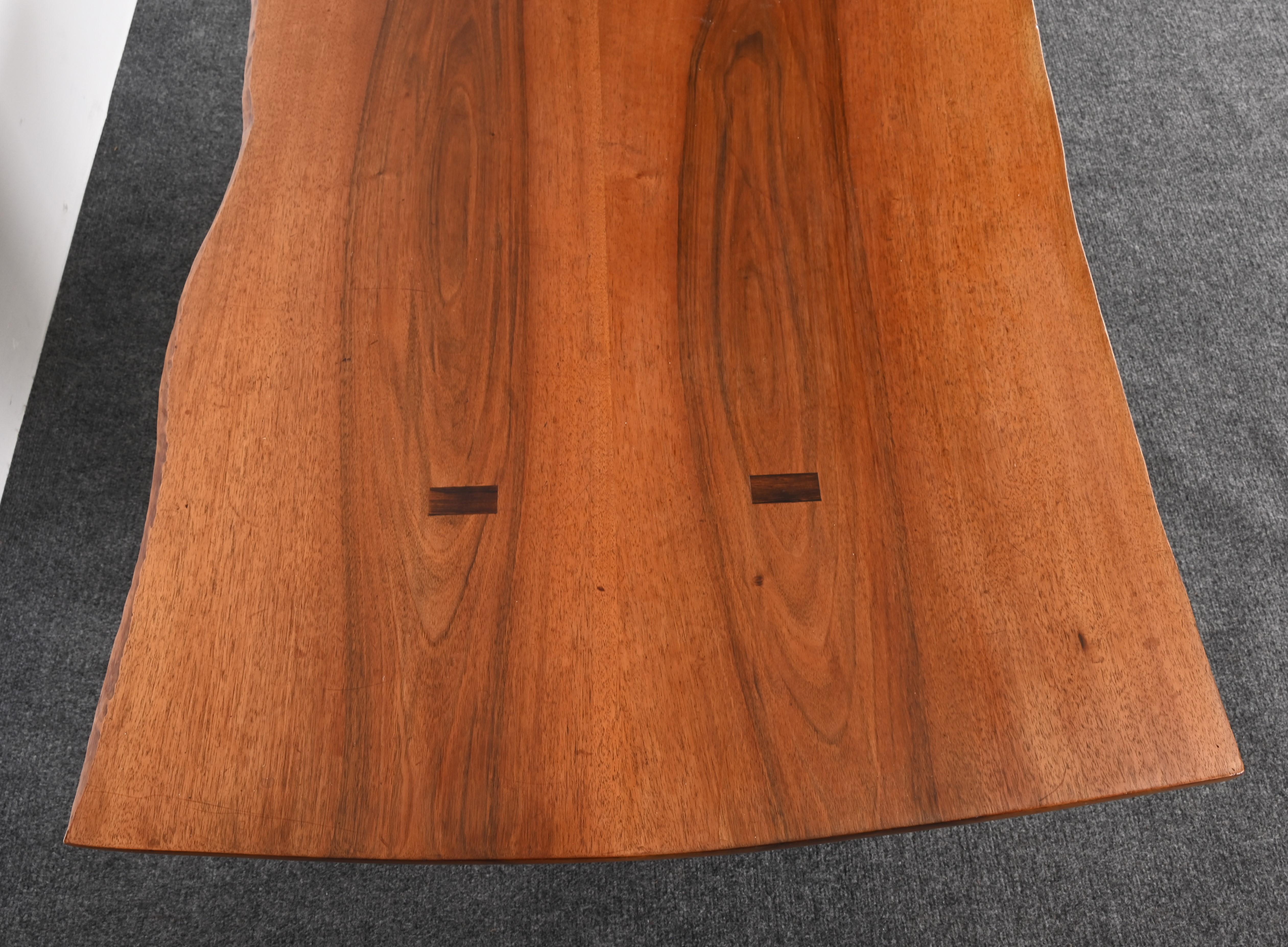 Live Edge Solid Walnut and Rosewood Coffee Table by Richard Rothbard, 1968 For Sale 7