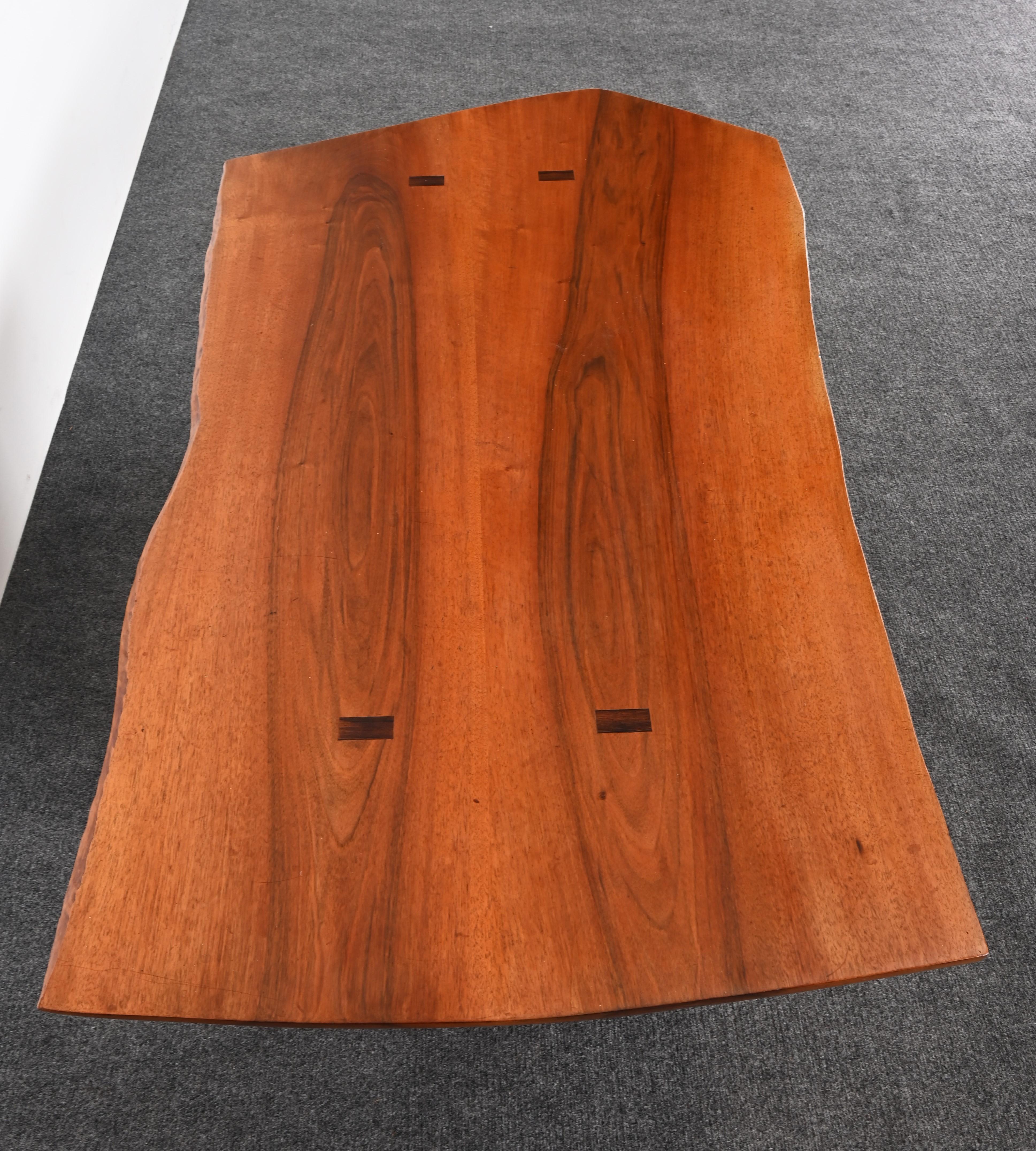 Live Edge Solid Walnut and Rosewood Coffee Table by Richard Rothbard, 1968 For Sale 8