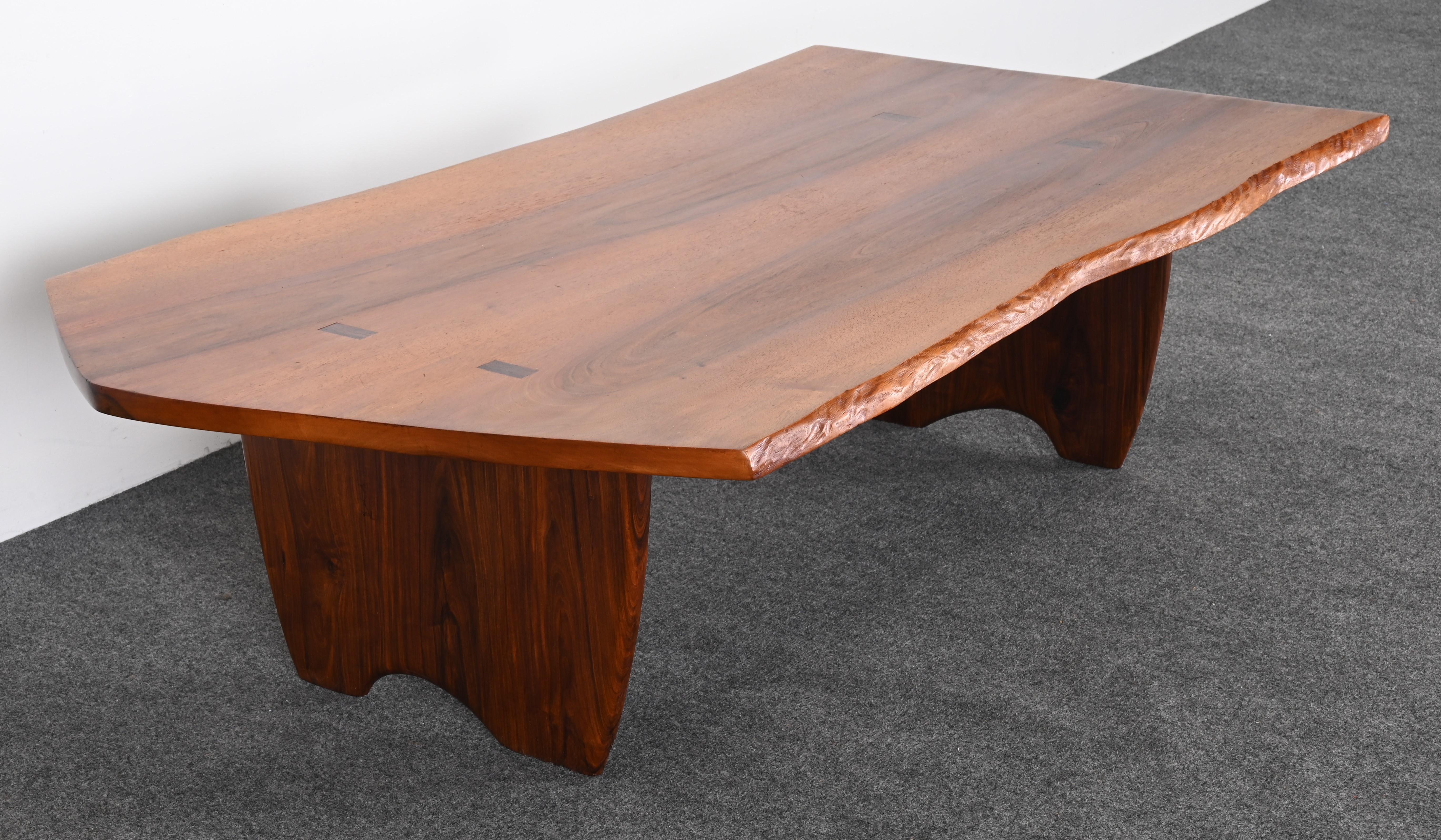 Live Edge Solid Walnut and Rosewood Coffee Table by Richard Rothbard, 1968 For Sale 12