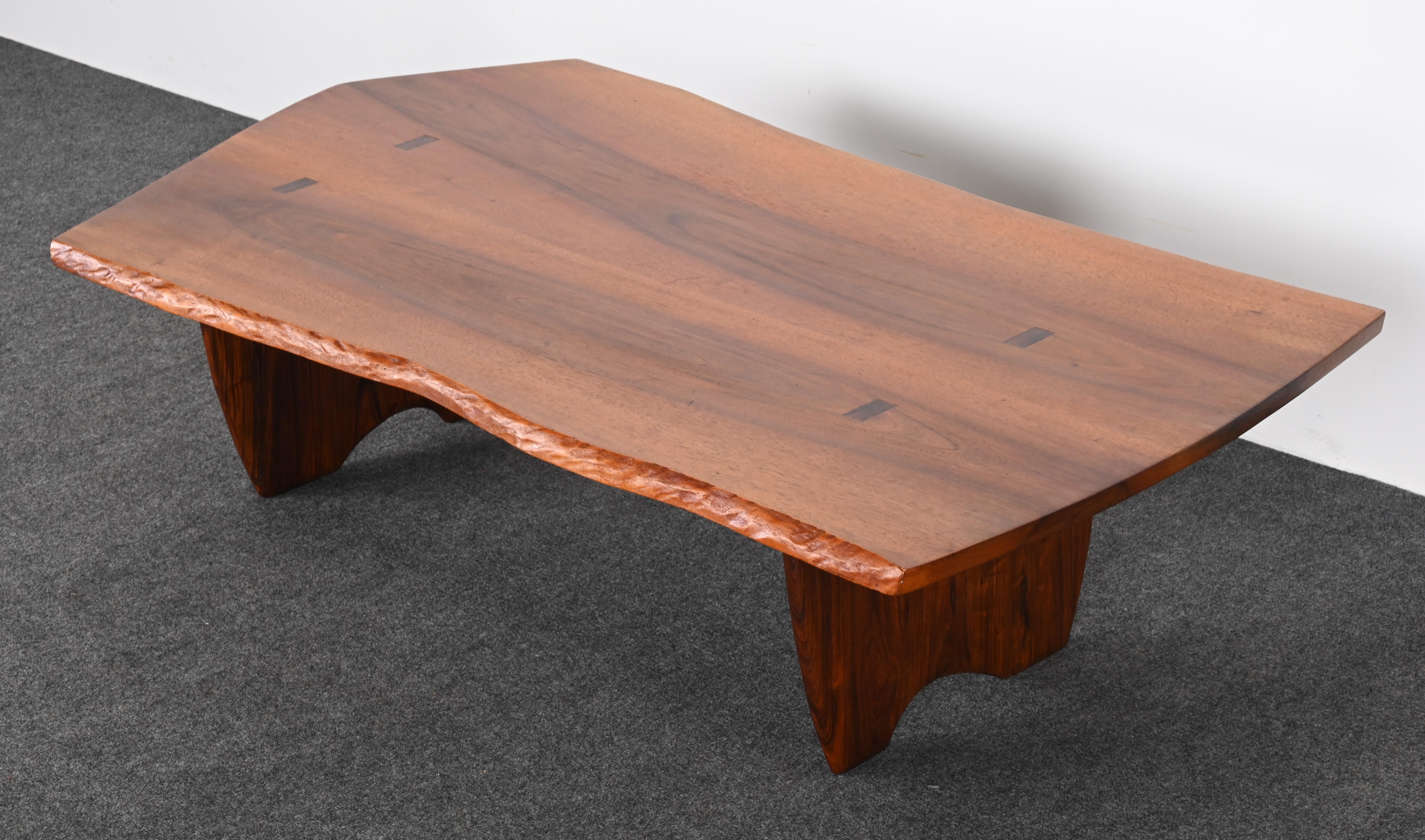 Live Edge Solid Walnut and Rosewood Coffee Table by Richard Rothbard, 1968 For Sale 13