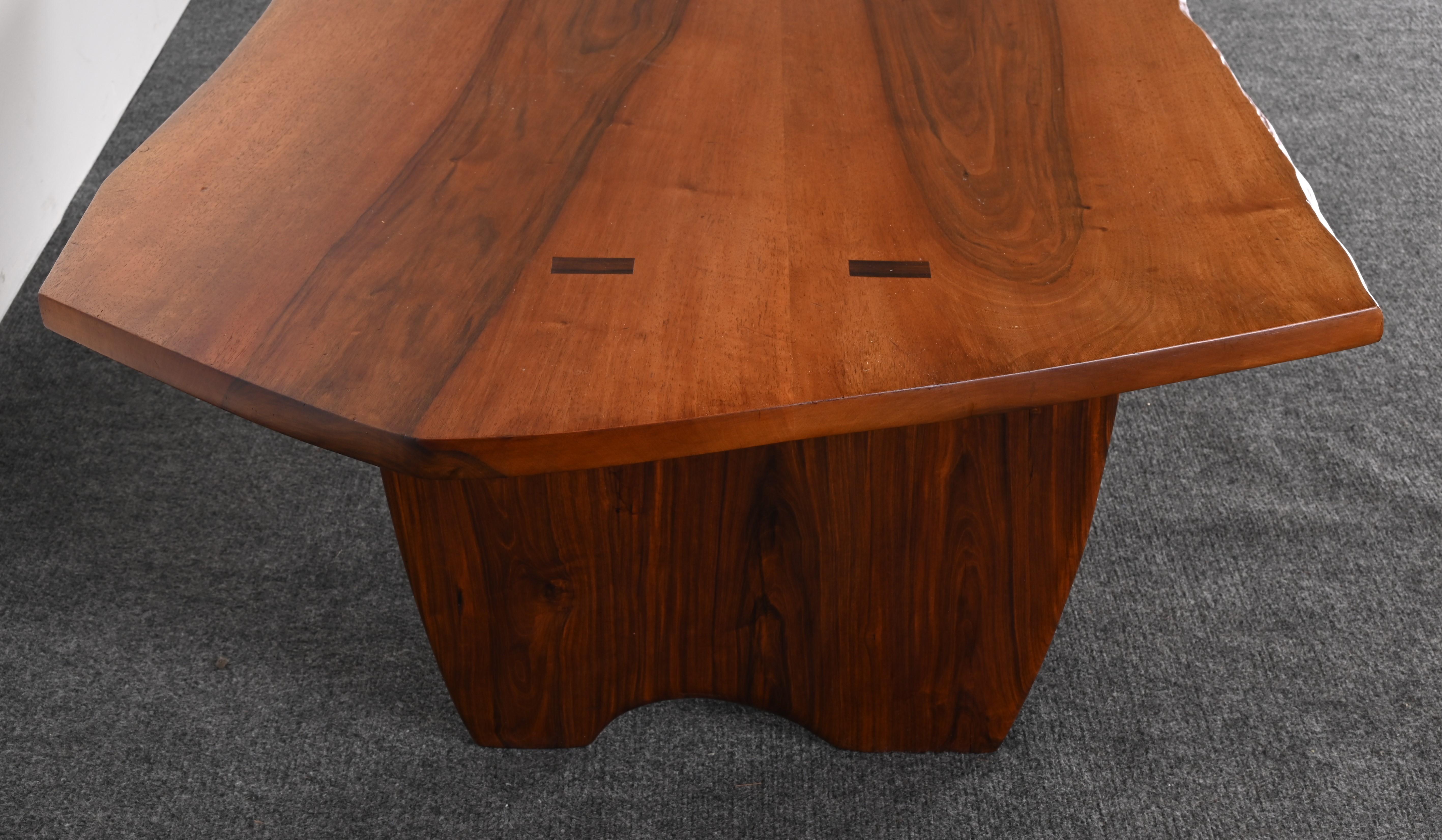 Live Edge Solid Walnut and Rosewood Coffee Table by Richard Rothbard, 1968 For Sale 14