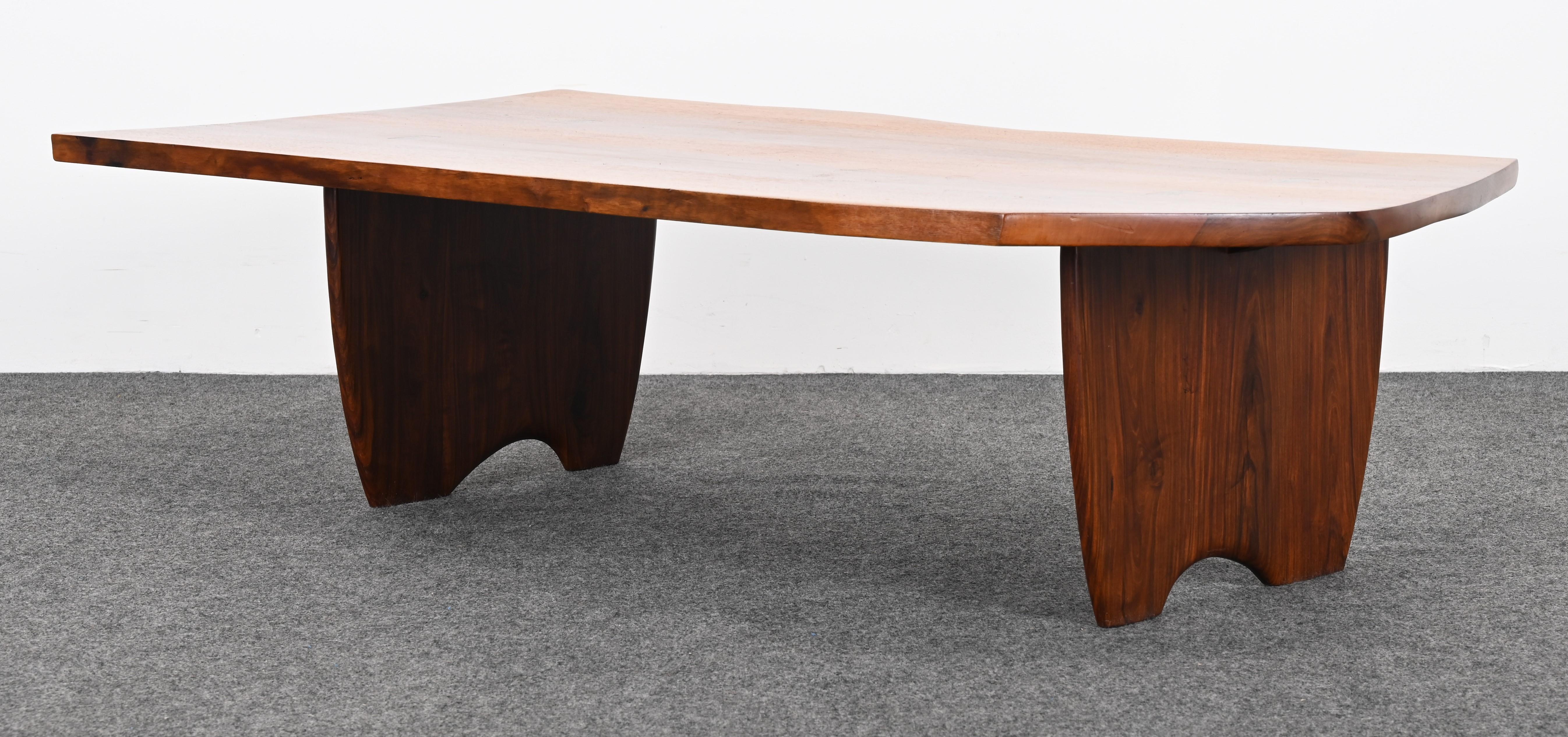 Live Edge Solid Walnut and Rosewood Coffee Table by Richard Rothbard, 1968 In Good Condition For Sale In Hamburg, PA
