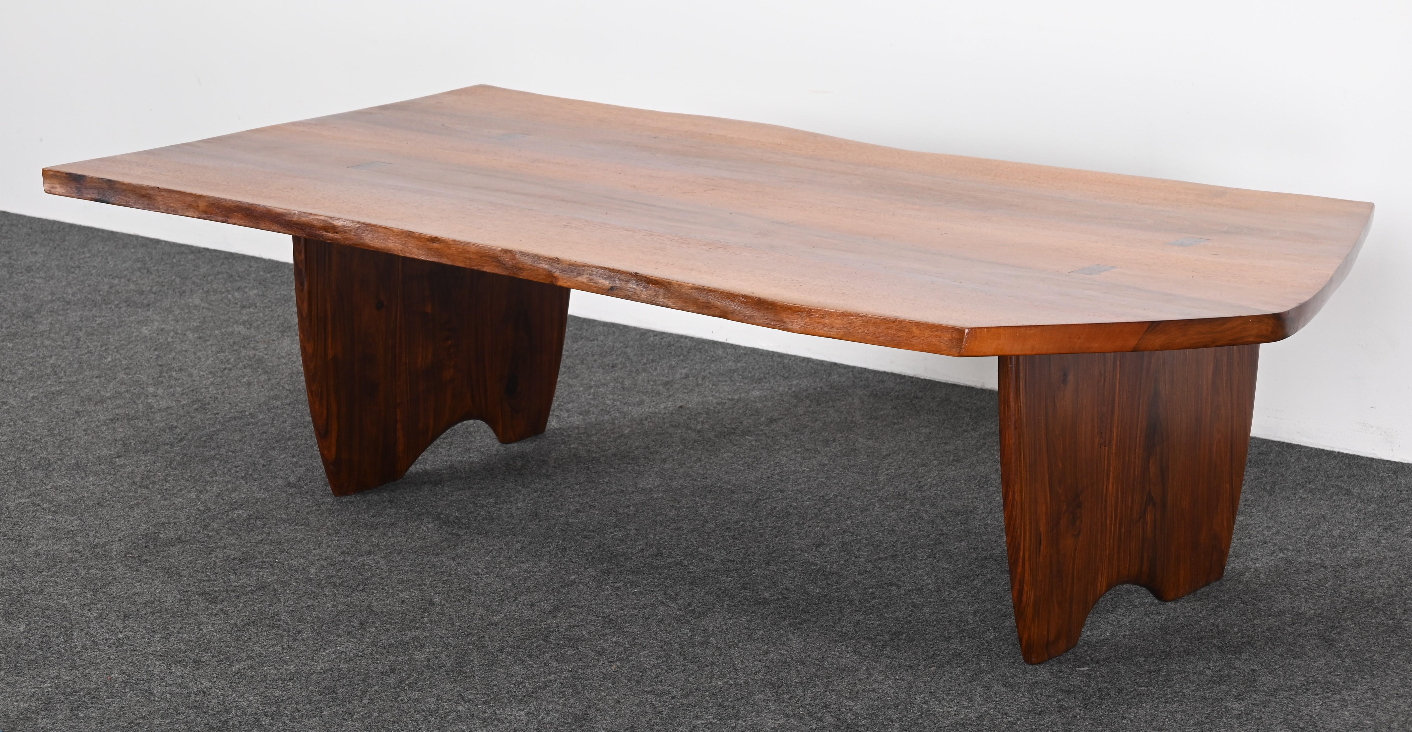 Live Edge Solid Walnut and Rosewood Coffee Table by Richard Rothbard, 1968 For Sale 3