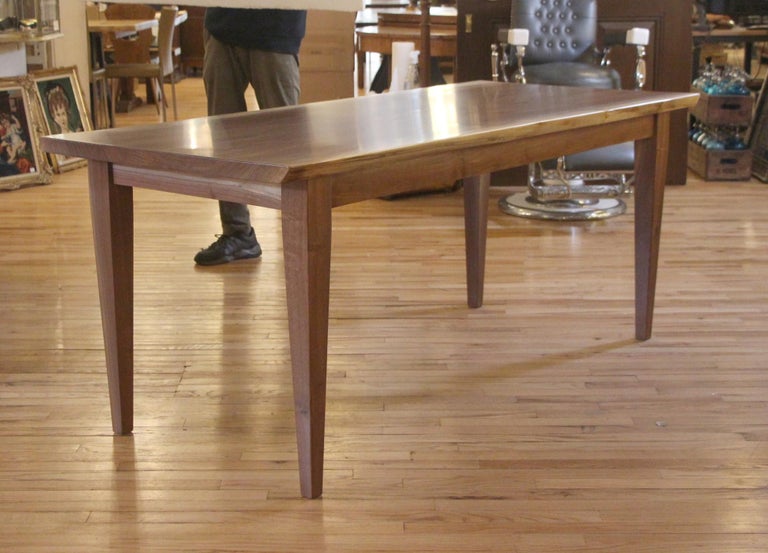 Live Edge Solid Walnut Table w/ Tapered Legs Satin Finish For Sale at ...