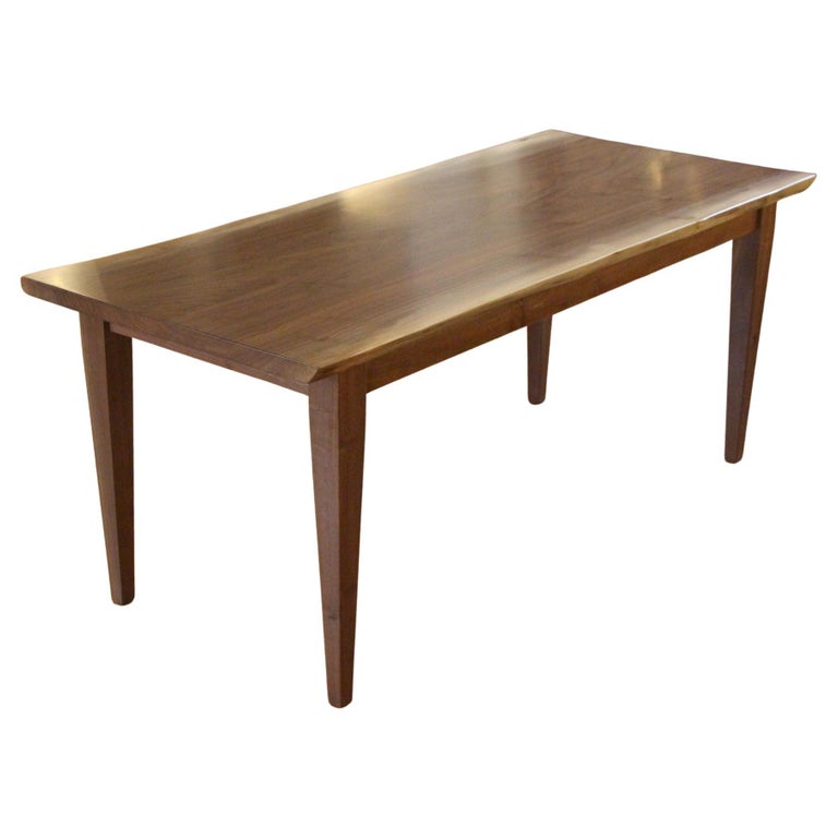 Live Edge Solid Walnut Table w/ Tapered Legs Satin Finish For Sale at ...