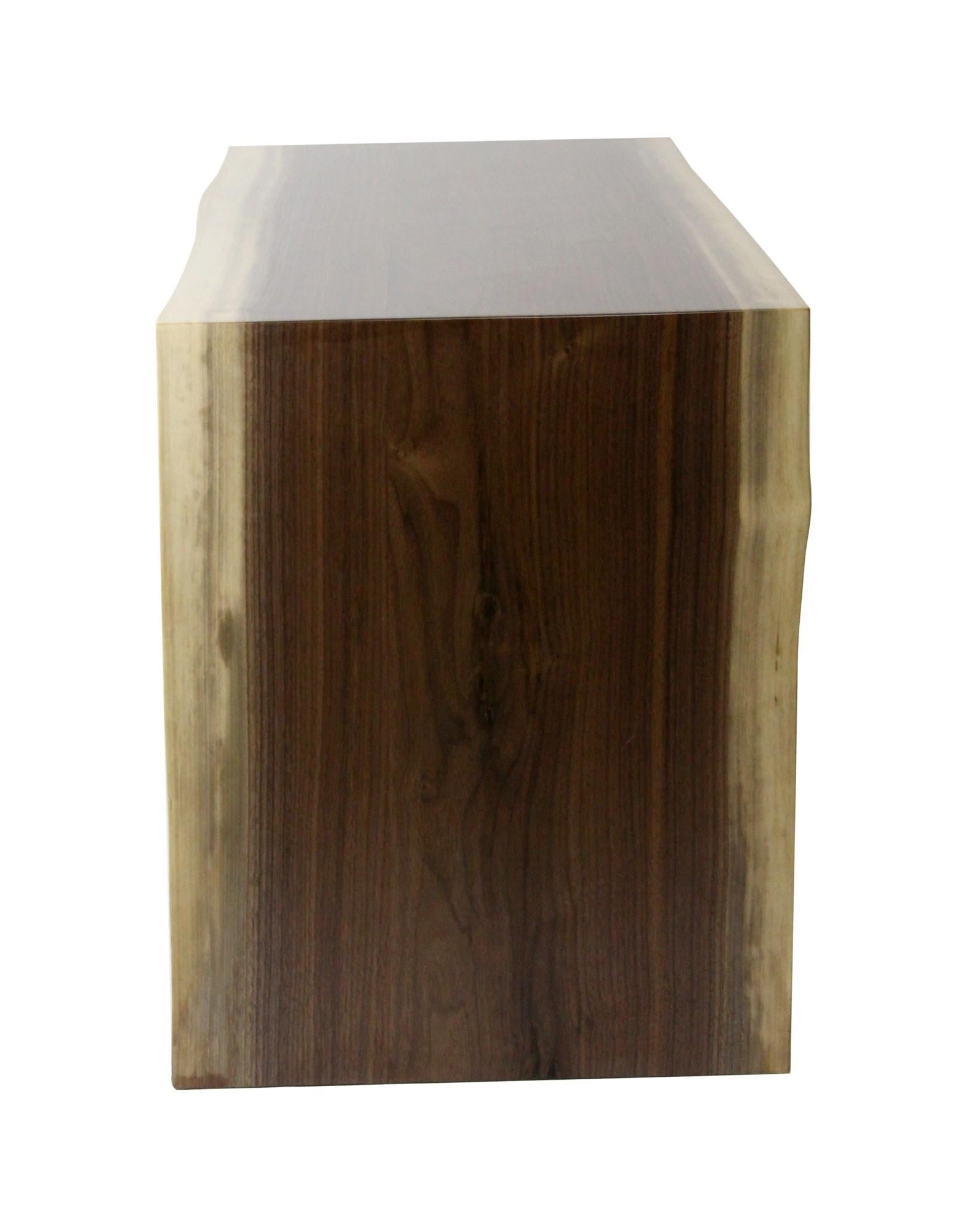 Live Edge Solid Walnut Waterfall Desk with Slab Legs and Single Drawer 2