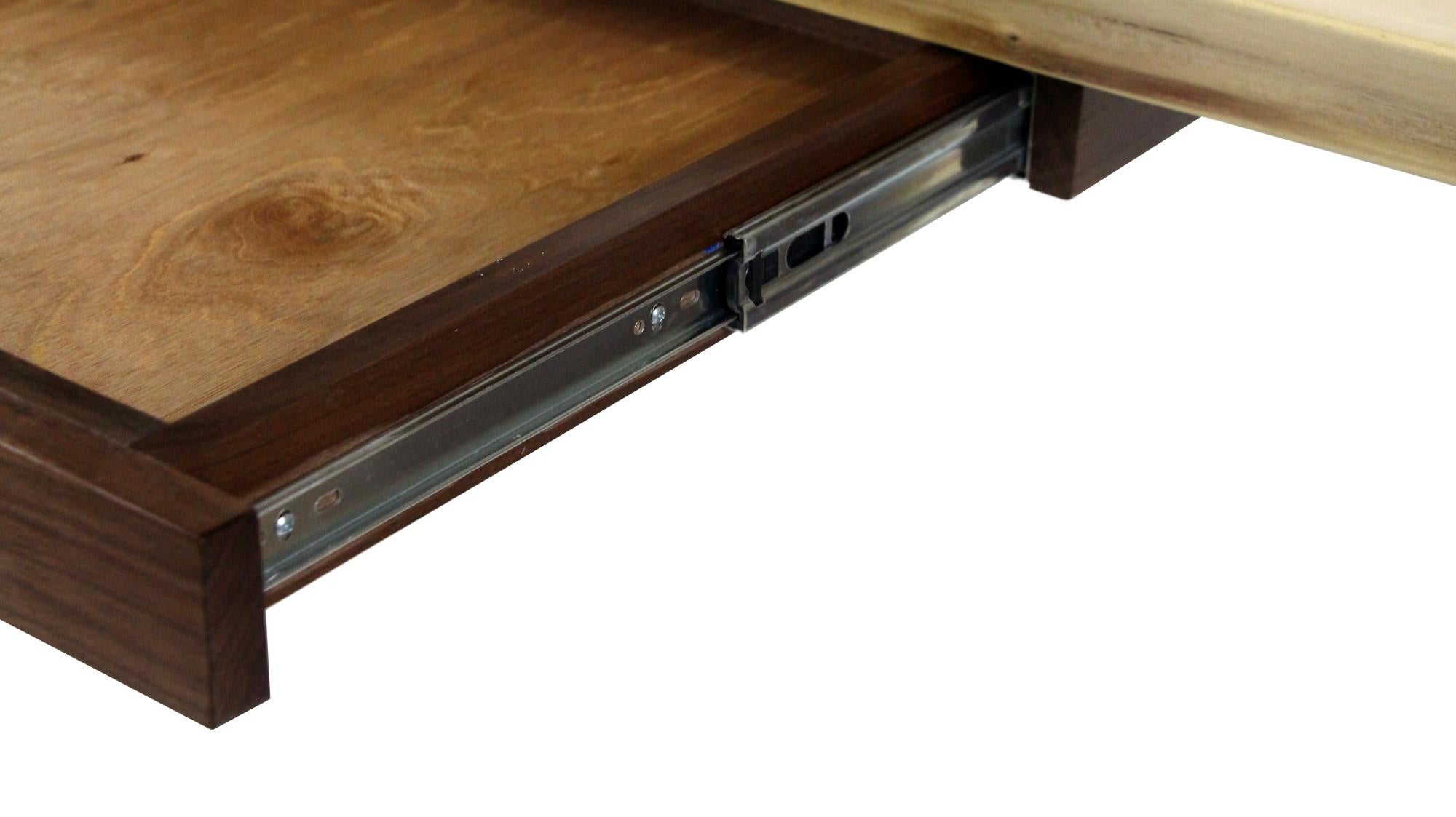 Live Edge Solid Walnut Waterfall Desk with Slab Legs and Single Drawer 1