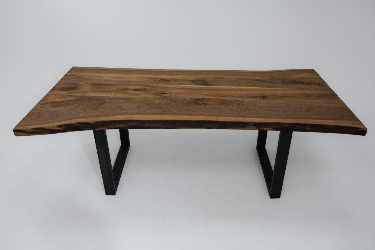 Live Edge Solid Walnut Wood Dining Table For Sale 2