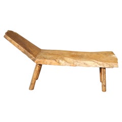 Vintage Live Edge Studio Rustic Spalted Walnut Chaise Daybed Recamier