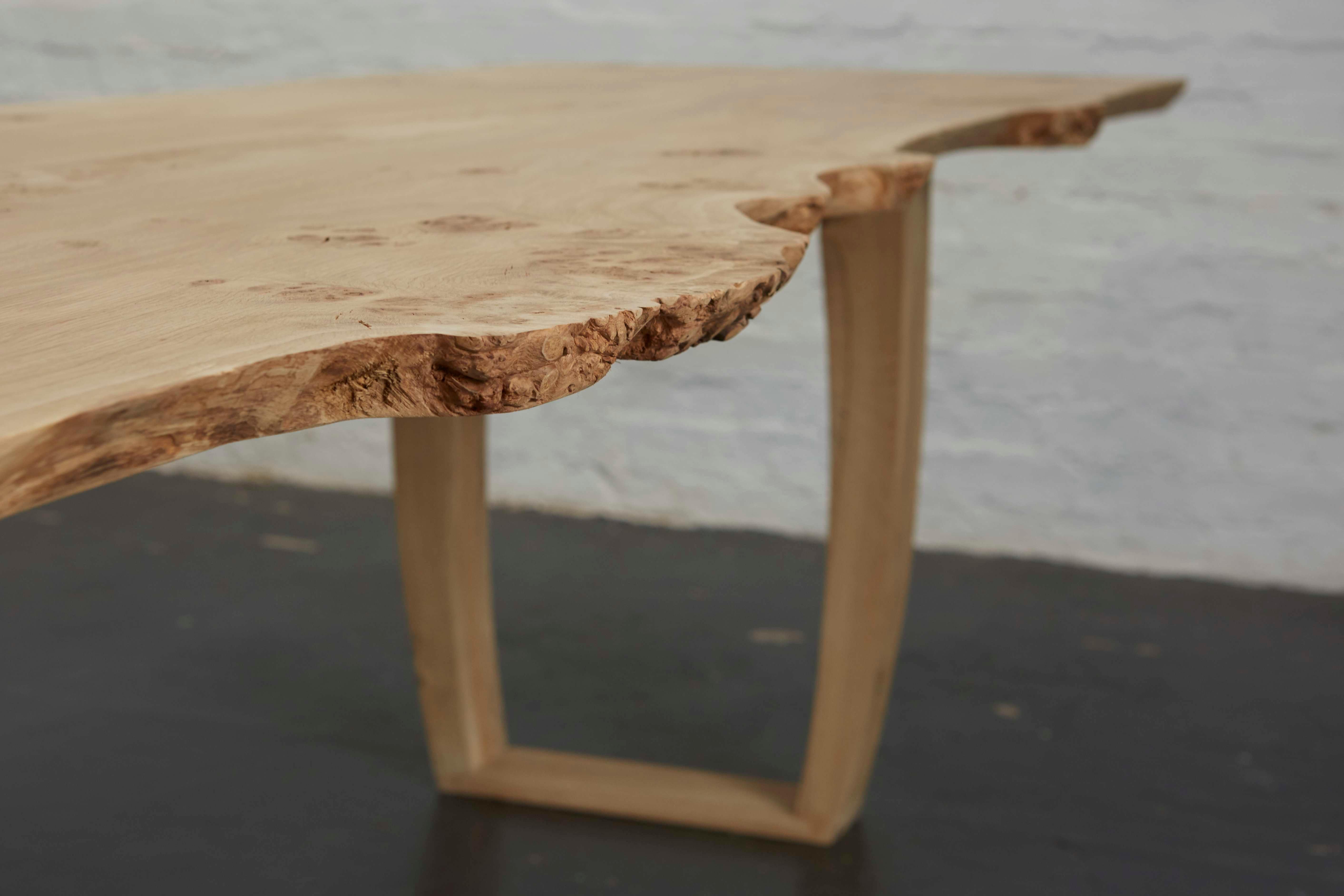 Organic Modern Book-matched English oak table by Jonathan Field. Bespoke. For Sale
