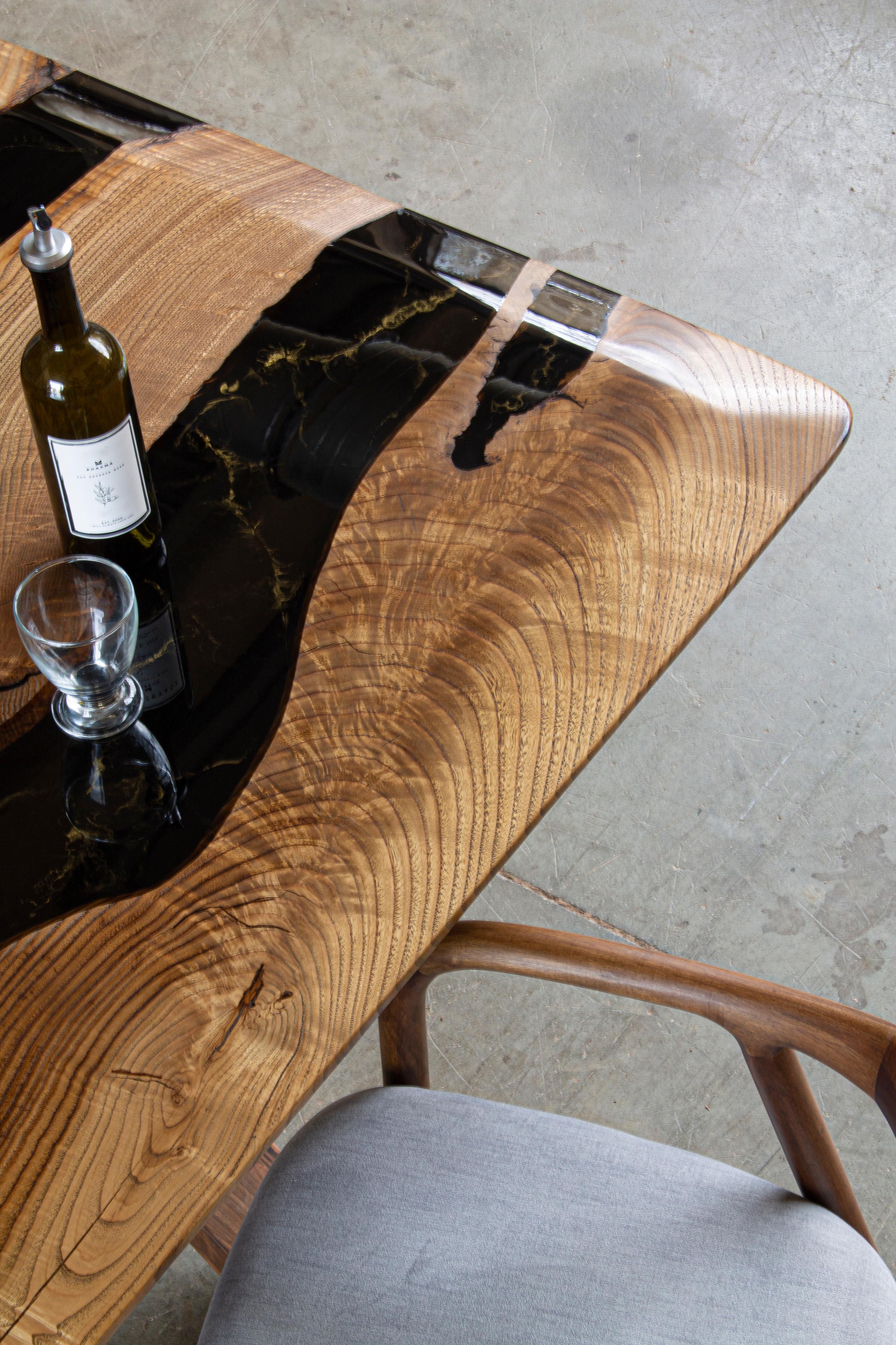 Live Edge Table Epoxy - Resin Dining Table - Custom Epoxy Resin Walnut Table For Sale 2