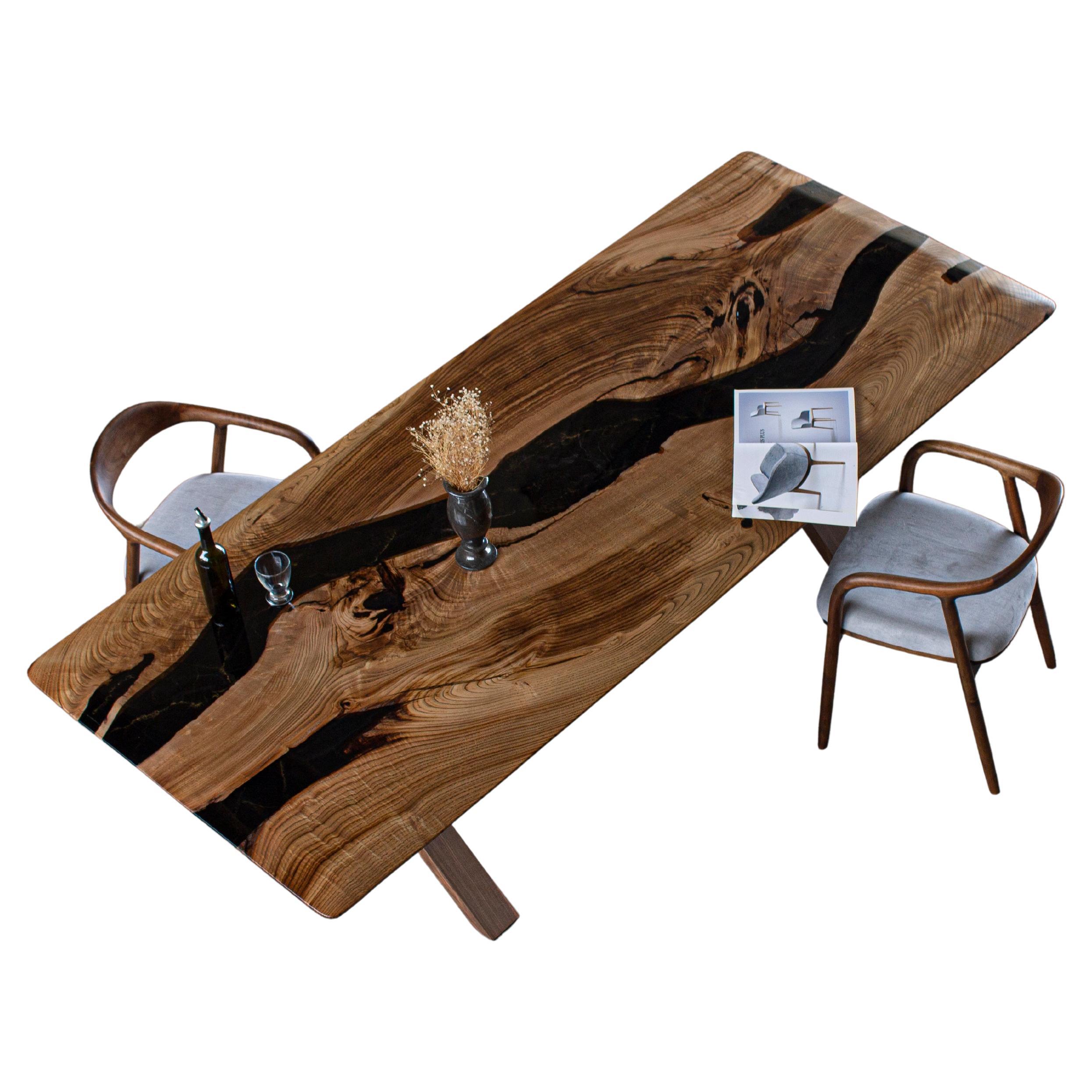 Live Edge Table Epoxy - Resin Dining Table - Custom Epoxy Resin Walnut Table