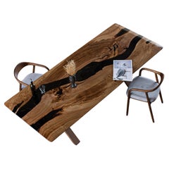 Live Edge Table Epoxy - Resin Dining Table - Custom Epoxy Resin Walnut Table