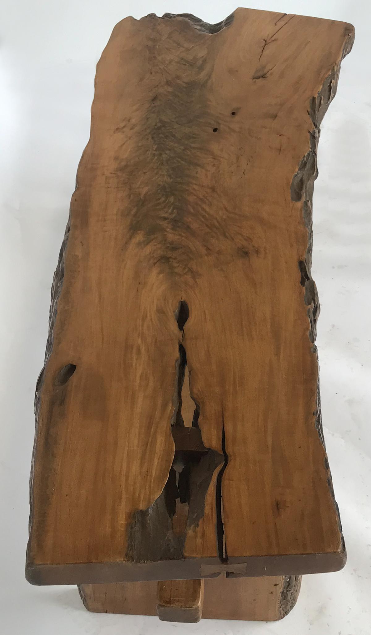 Live Edge teak Bench/Coffee Table In Good Condition In Los Angeles, CA