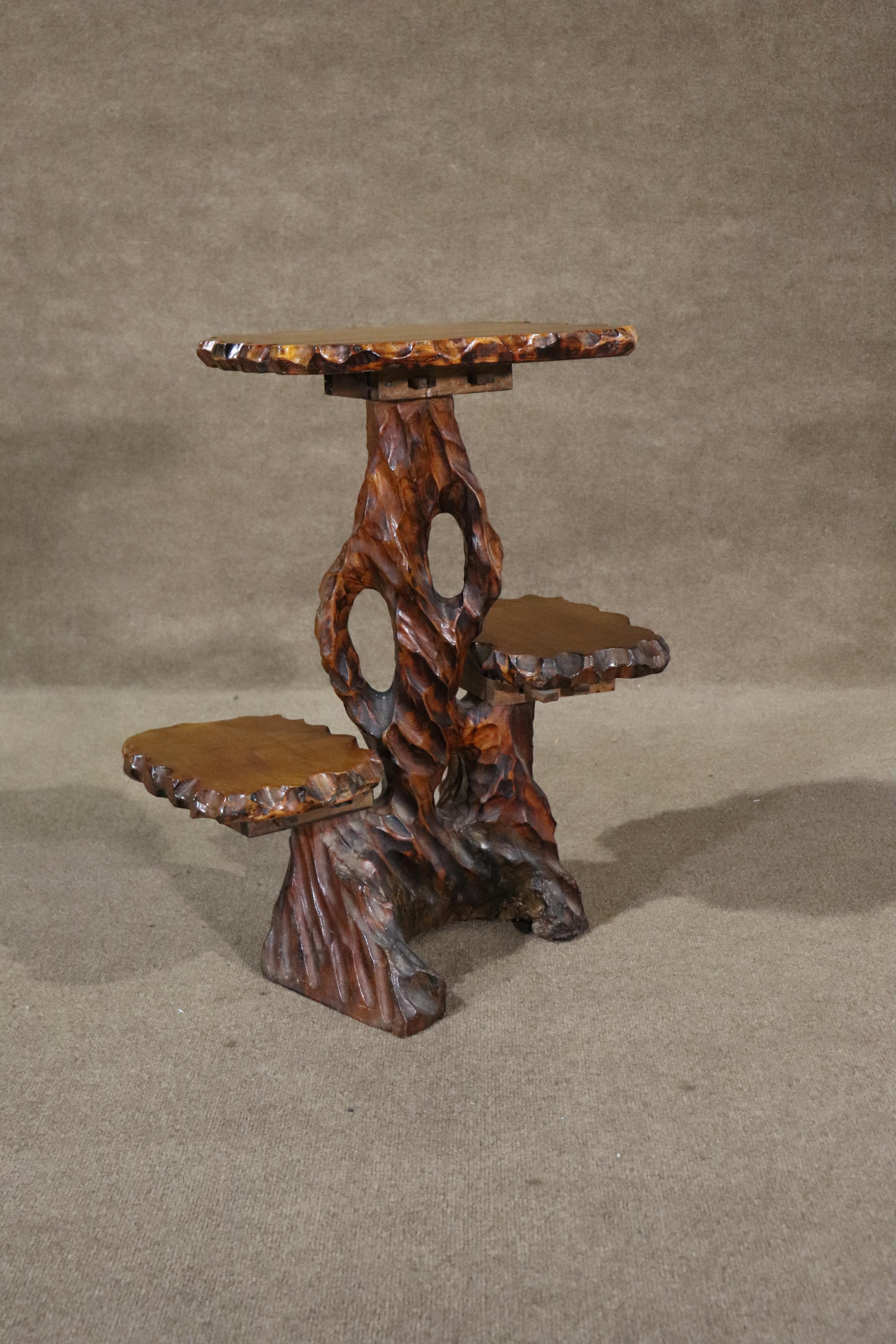 Walnut Live Edge Tiered Stand For Sale