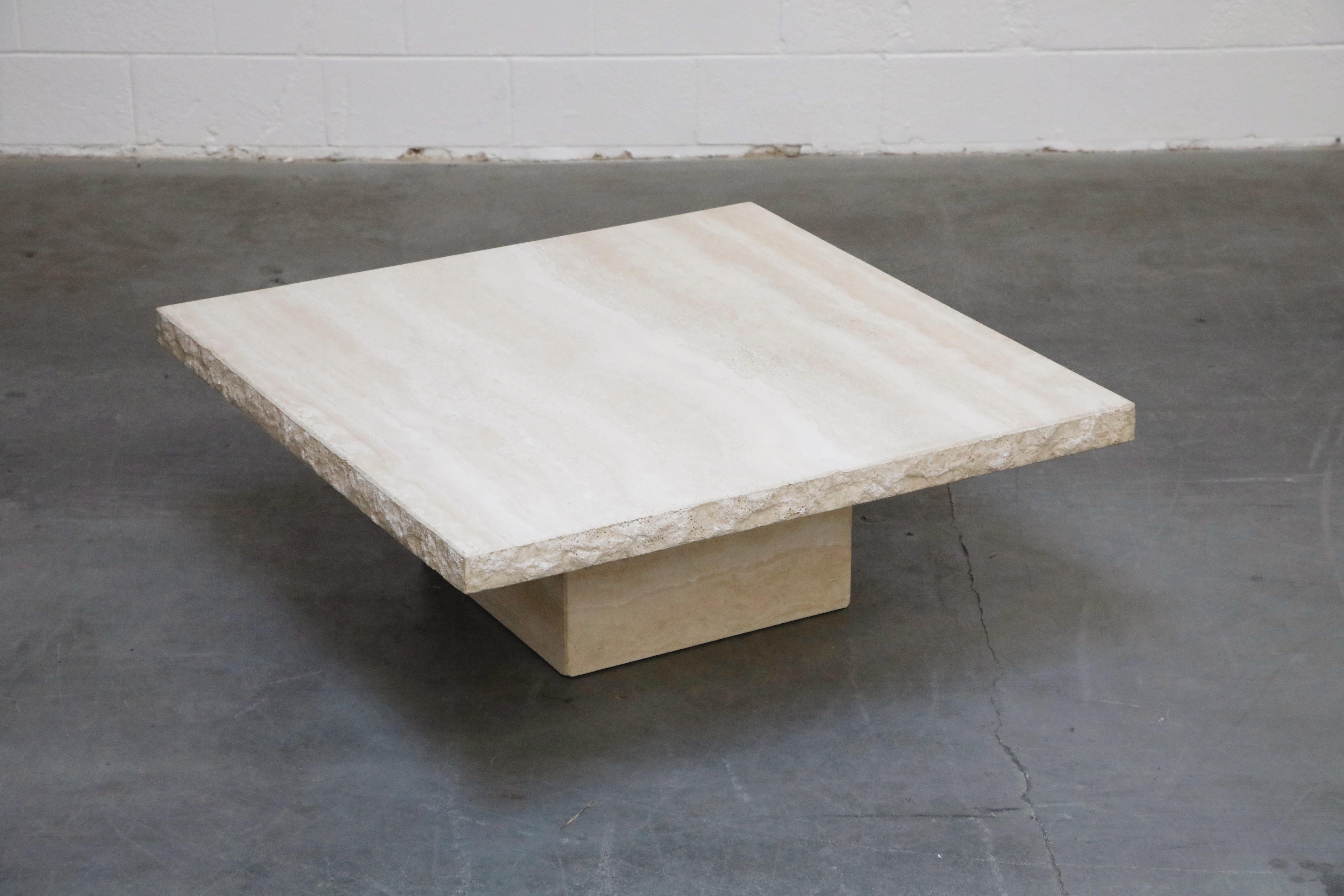 Late 20th Century Live Edge Travertine Coffee Table by Stone International Italy, 1970s, Signed