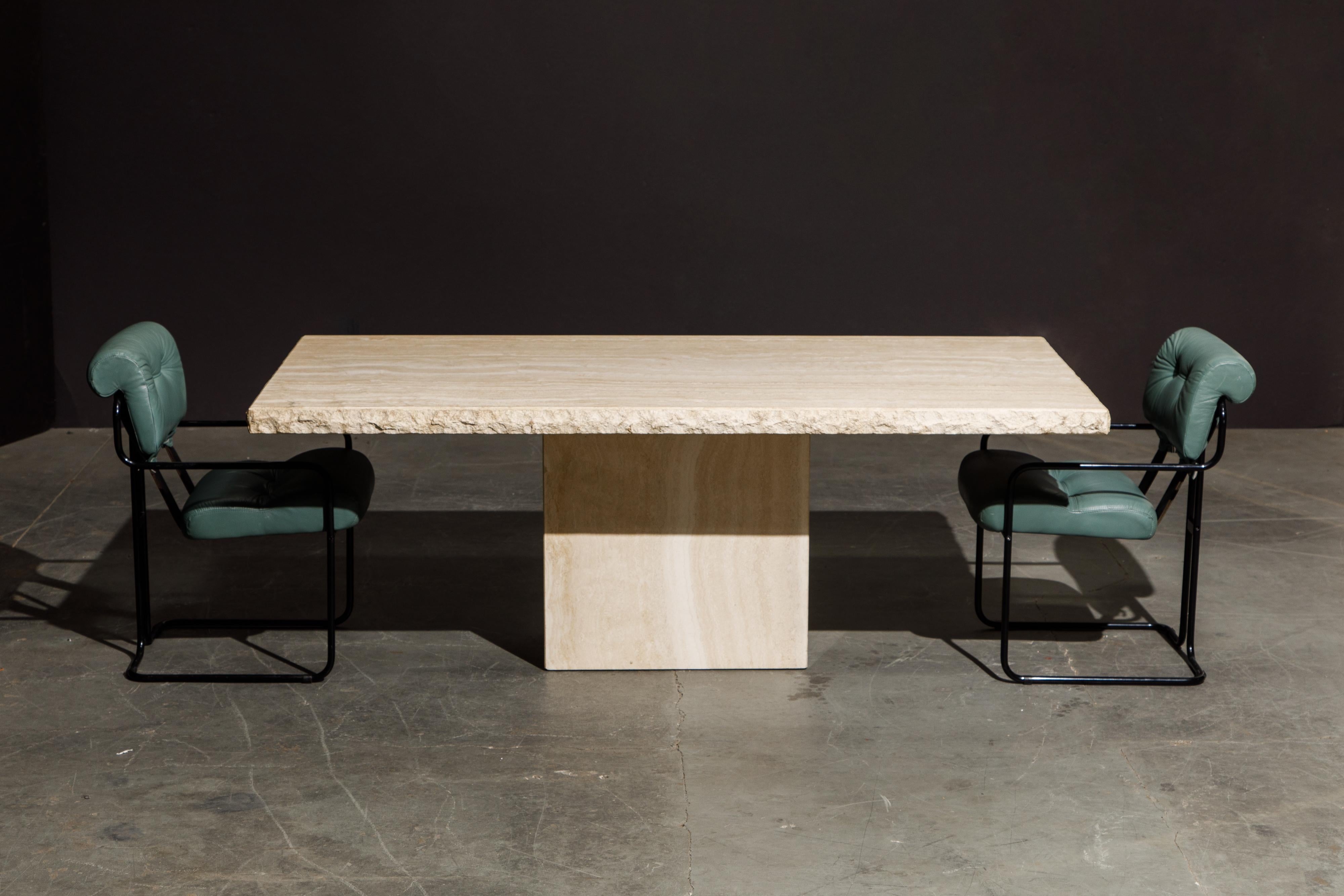 Live Edge Travertine Dining Table by Stone International, Italy, 1980s, Signed 1