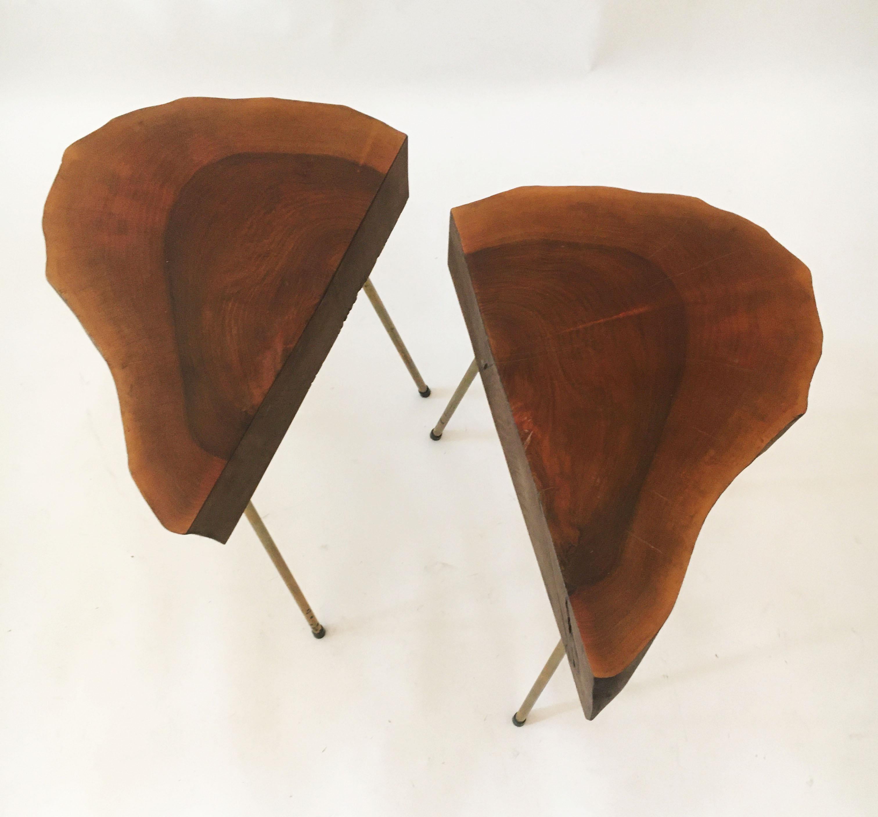 Brass Live Edge Tree Trunk 'Heart' Table Pair, Austria 1950s For Sale